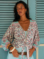 Jasmine Tie Top | Turquoise Bloom - Saffron Road