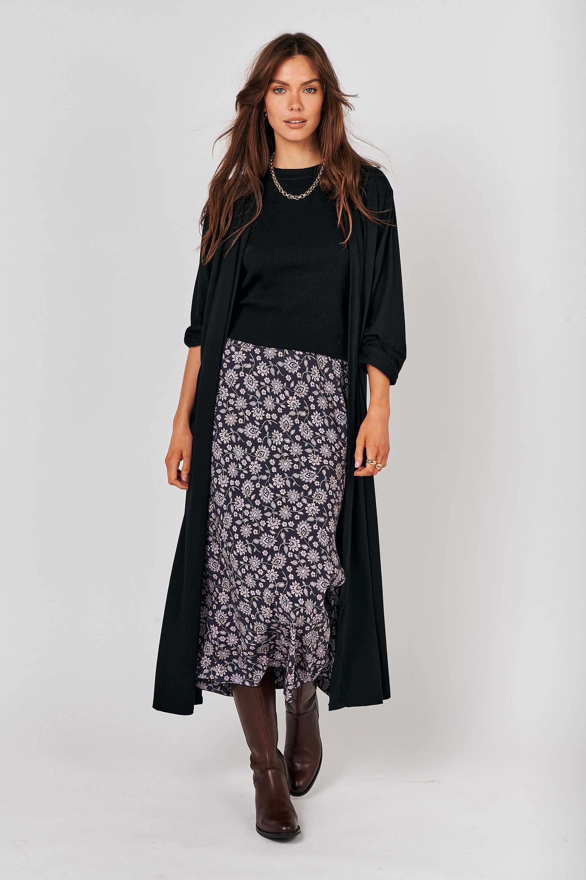 Cleo Cardigan MAXI | Black - Saffron Road