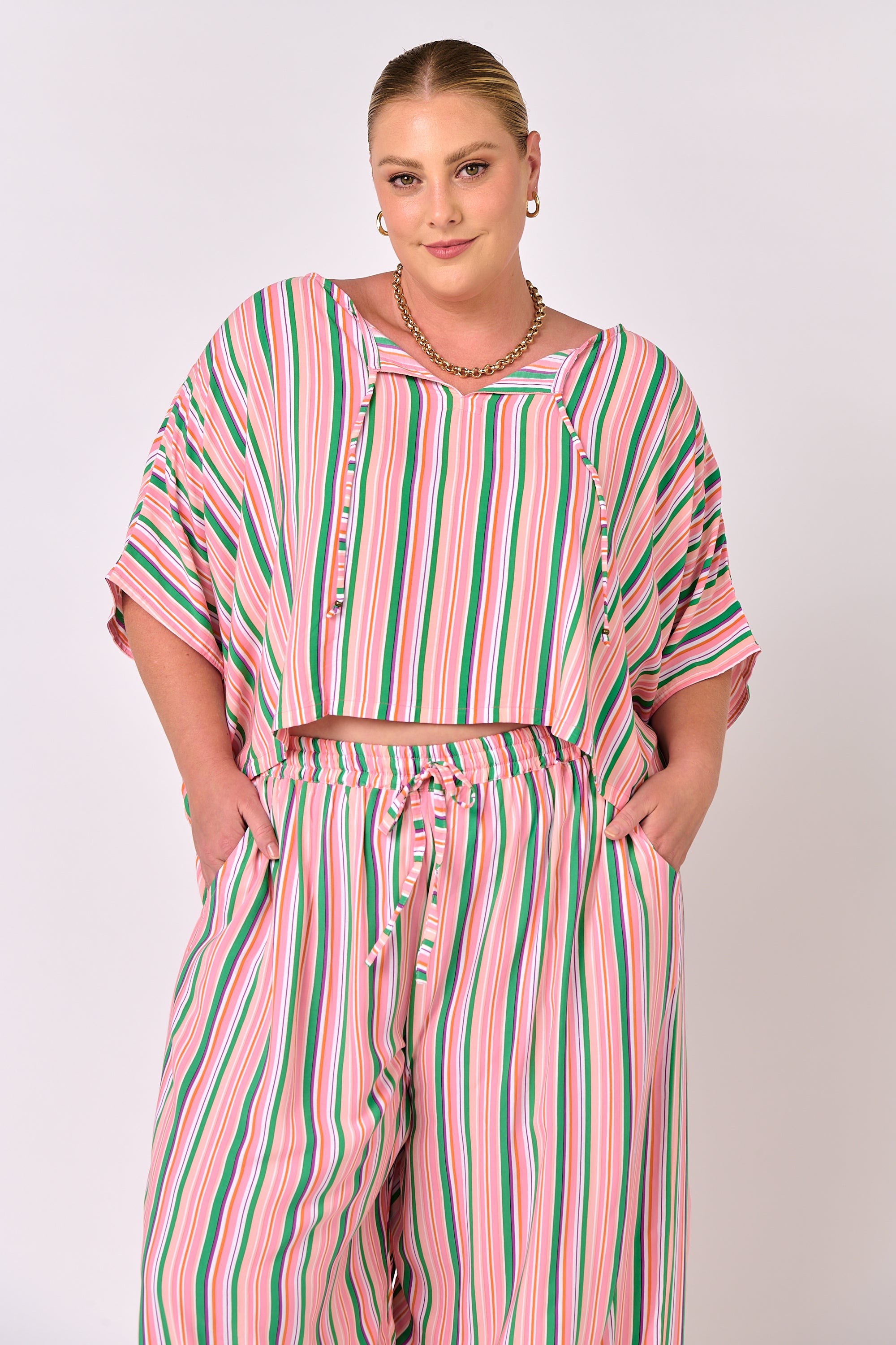 The Nat Top (Cropped) | Moroccan Stripe - Saffron Road