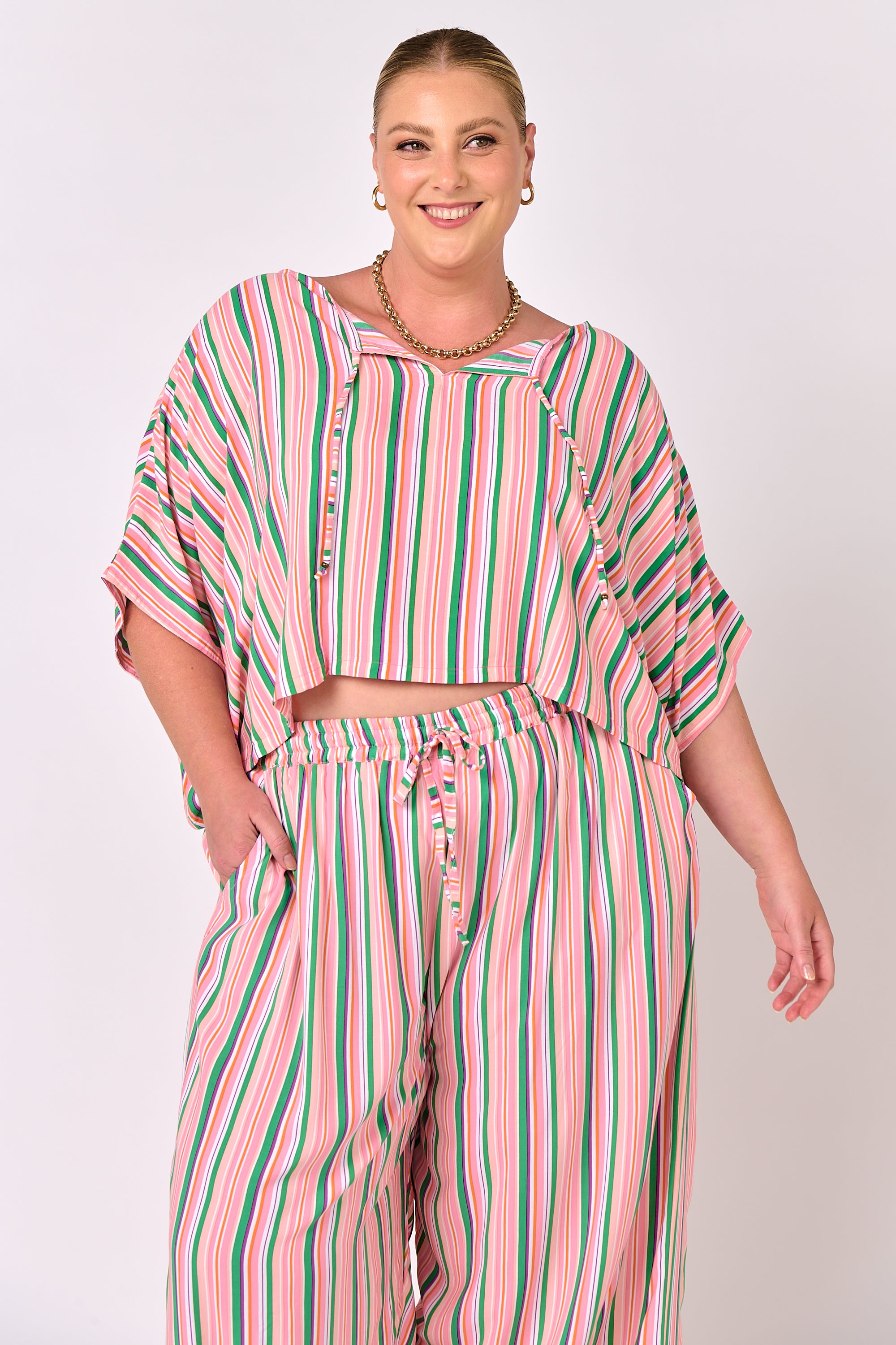 The Nat Top (Cropped) | Moroccan Stripe - Saffron Road