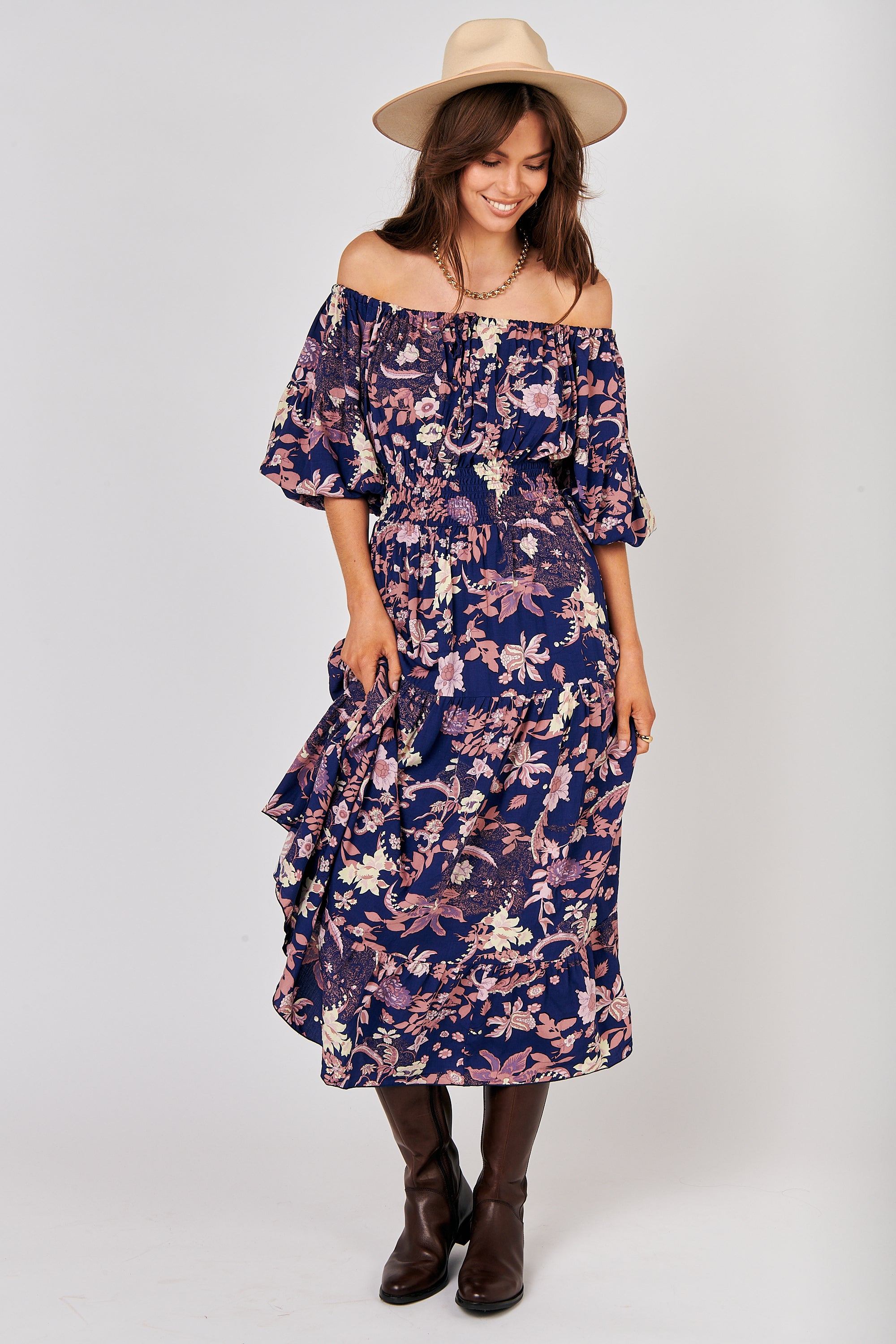 Amélie Dress | Midnight Garden Purple - Saffron Road