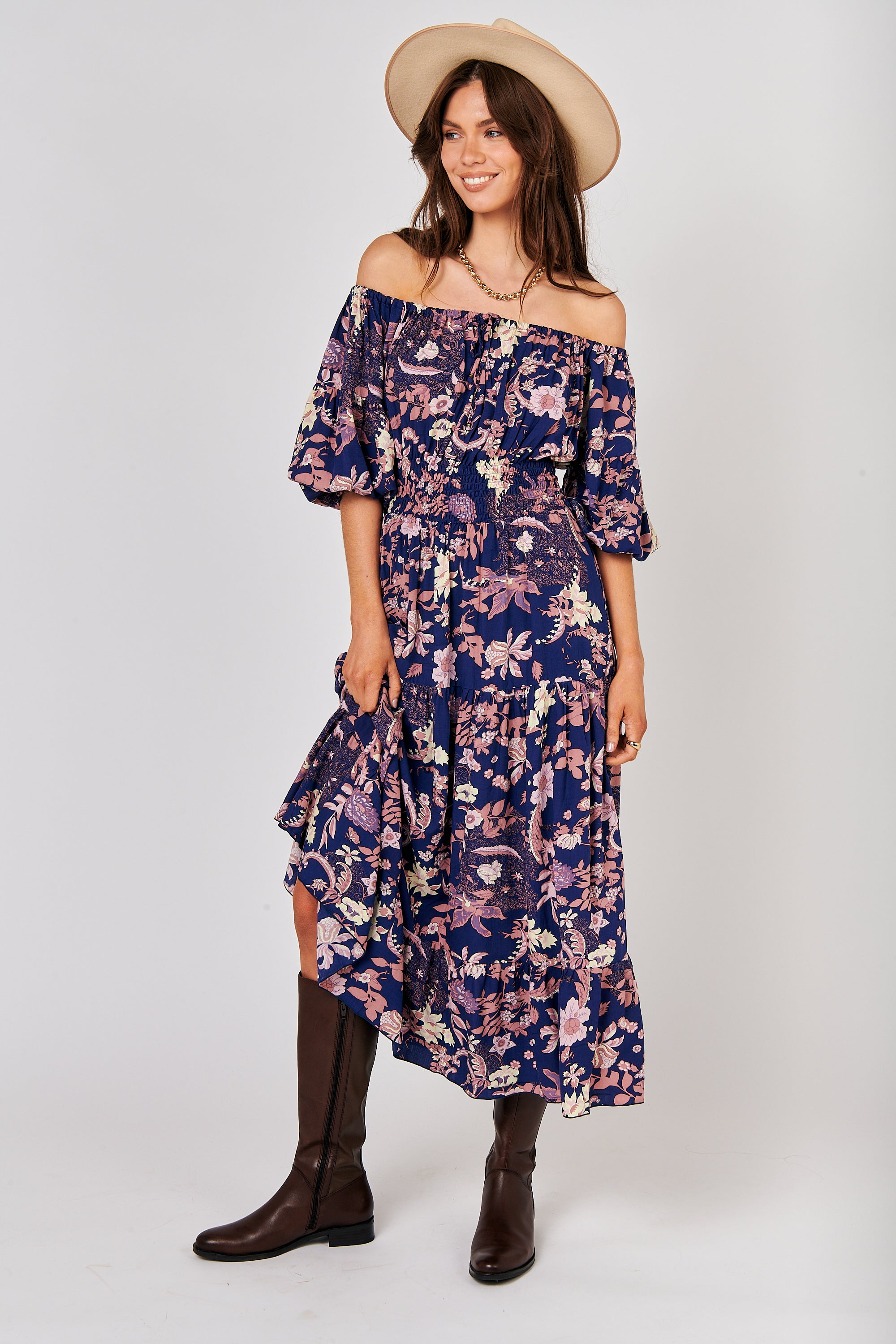 Amélie Dress | Midnight Garden Purple - Saffron Road