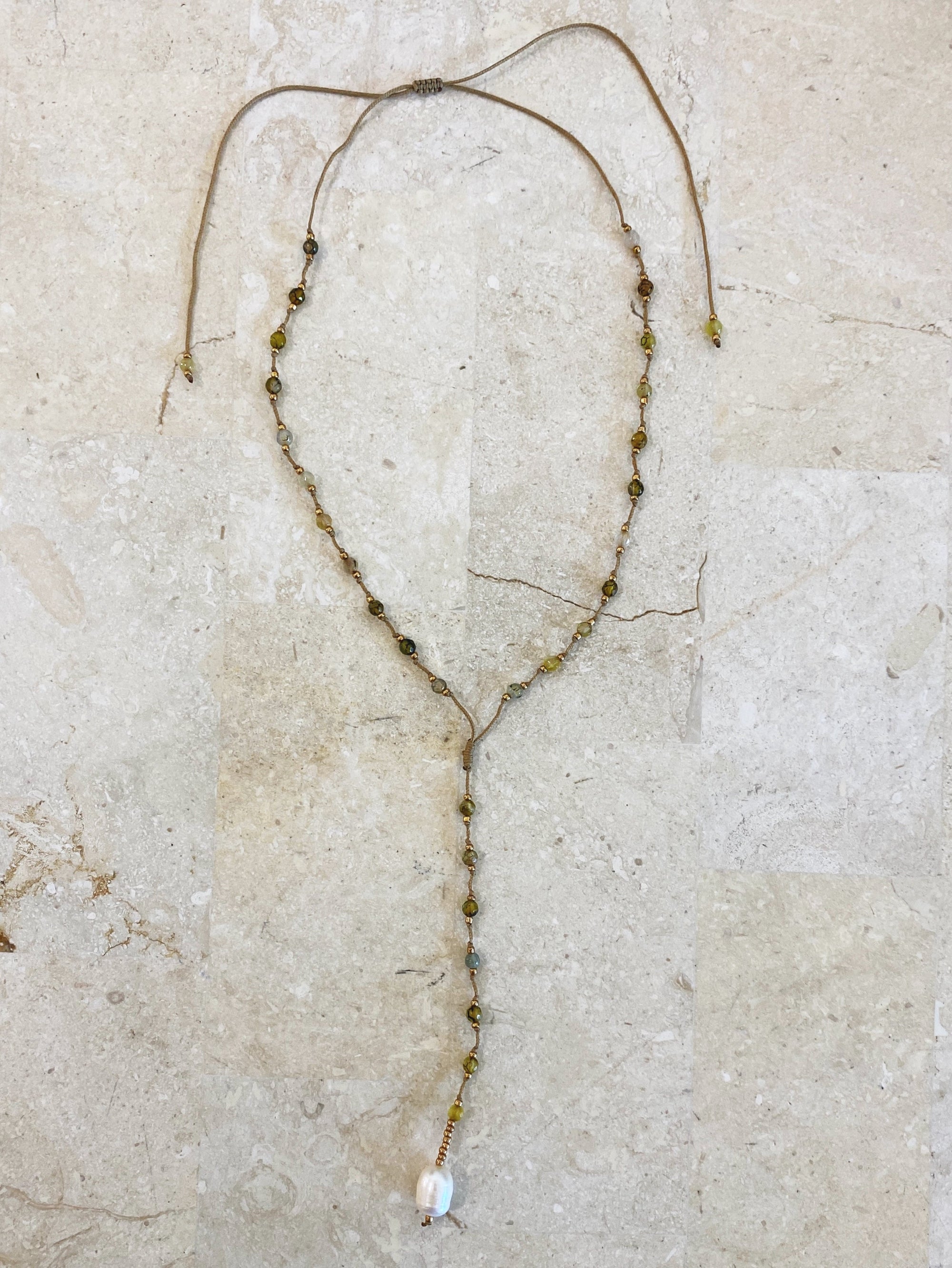 Necklace 4 | MID LENGTH - Agate & Pearl - Saffron Road