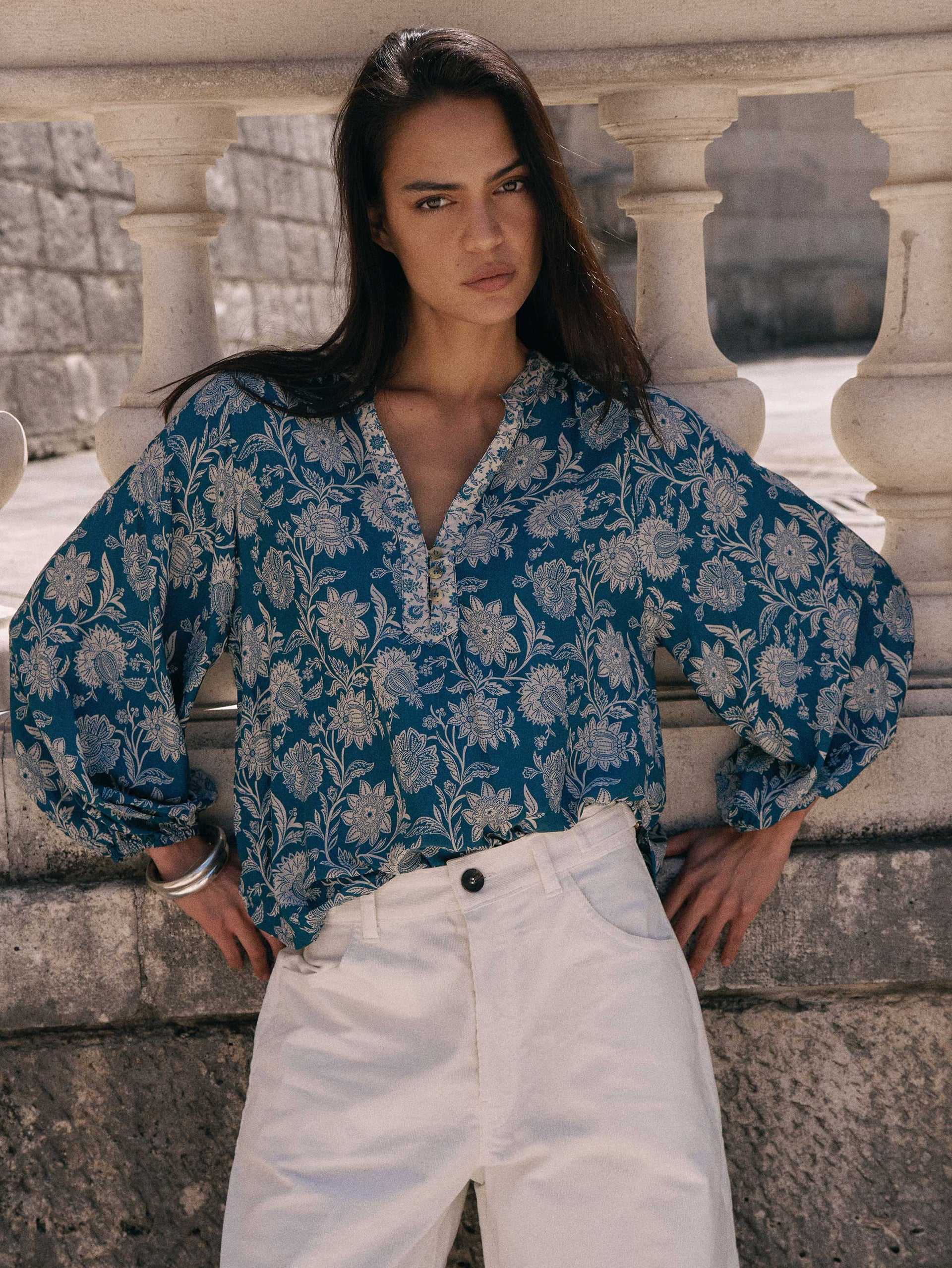 Saffron Road Natalya Blouse Vintage Teal