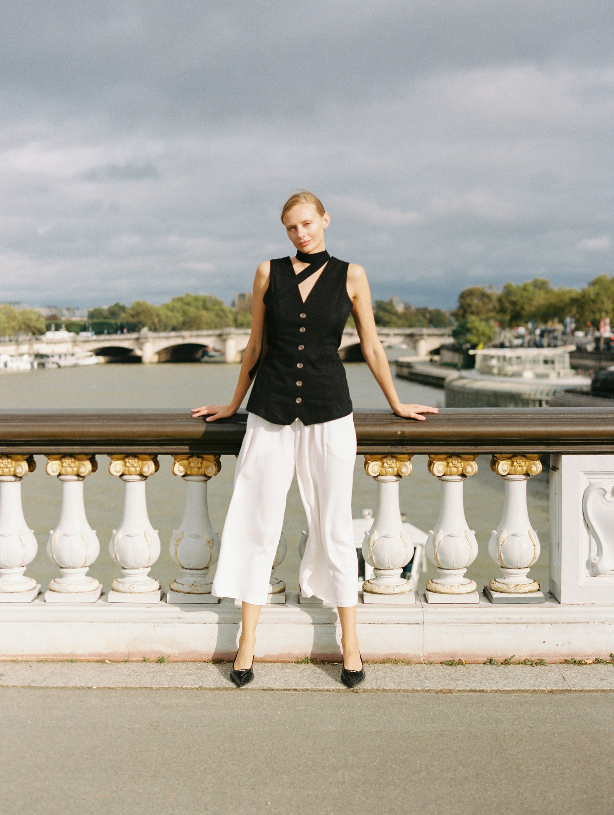 Vest (LONG) | Black | Linen Viscose - Saffron Road