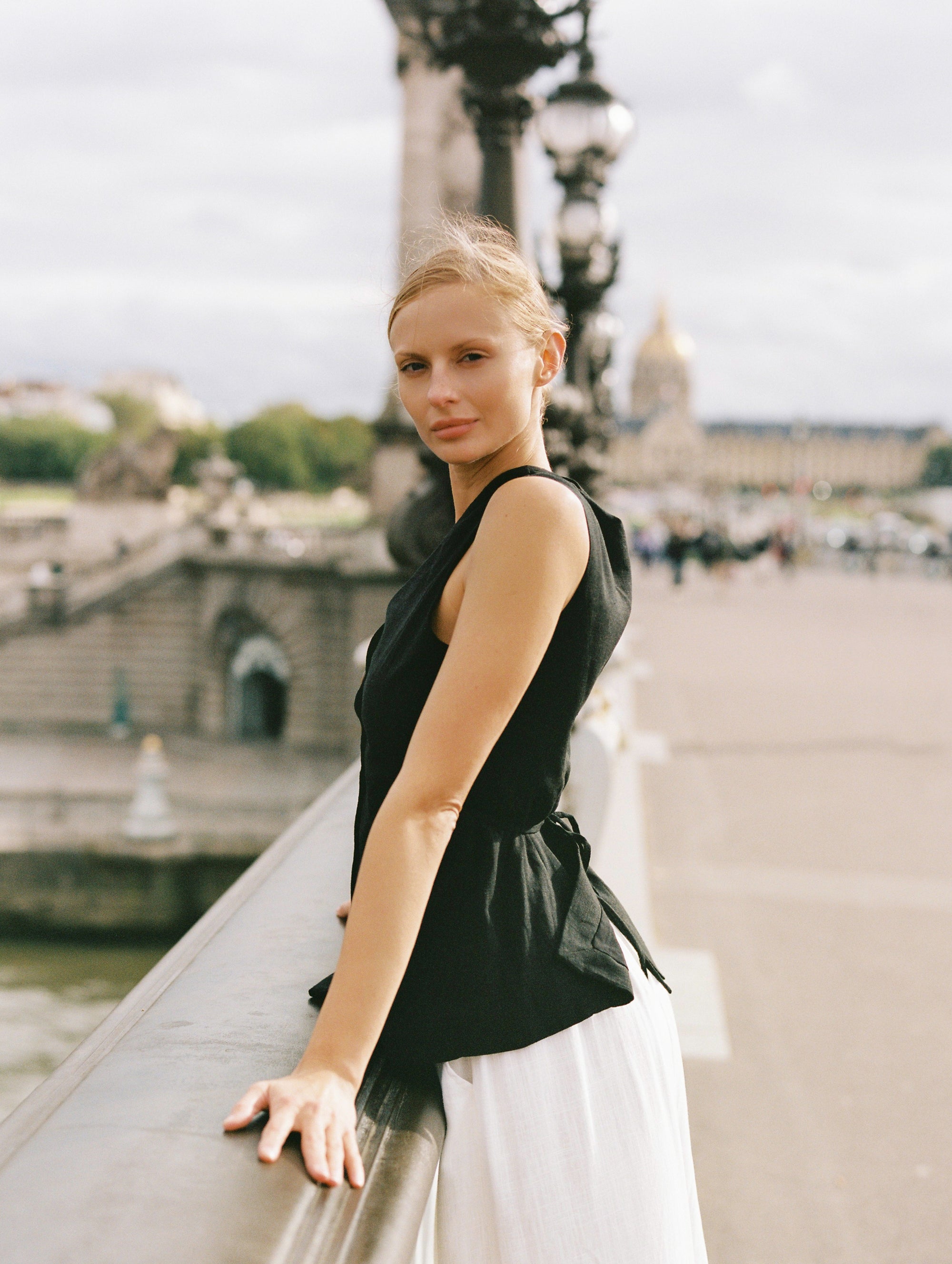 Vest (LONG) | Black | Linen Viscose - Saffron Road