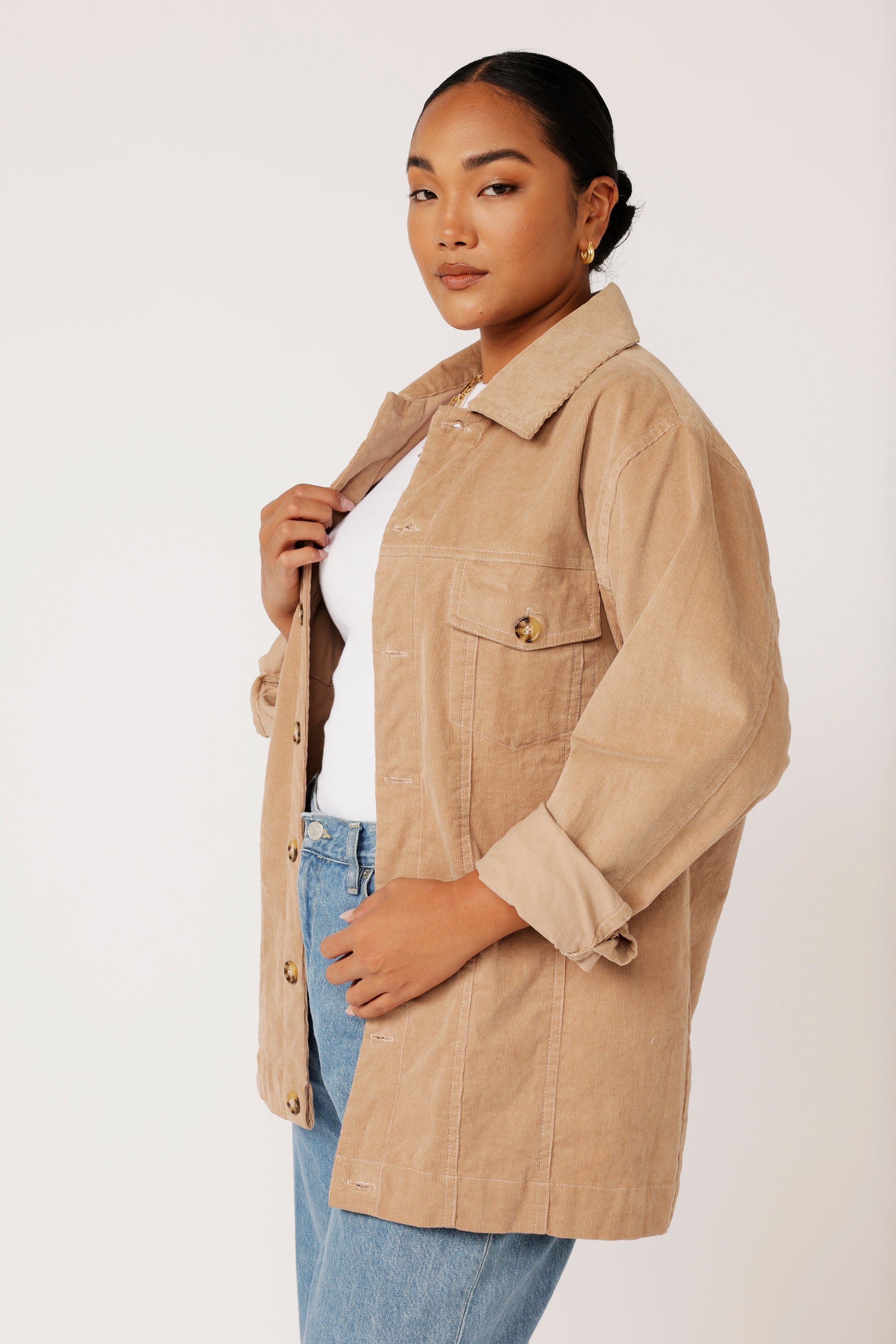 Vegas Jacket LONG | Taupe - Saffron Road