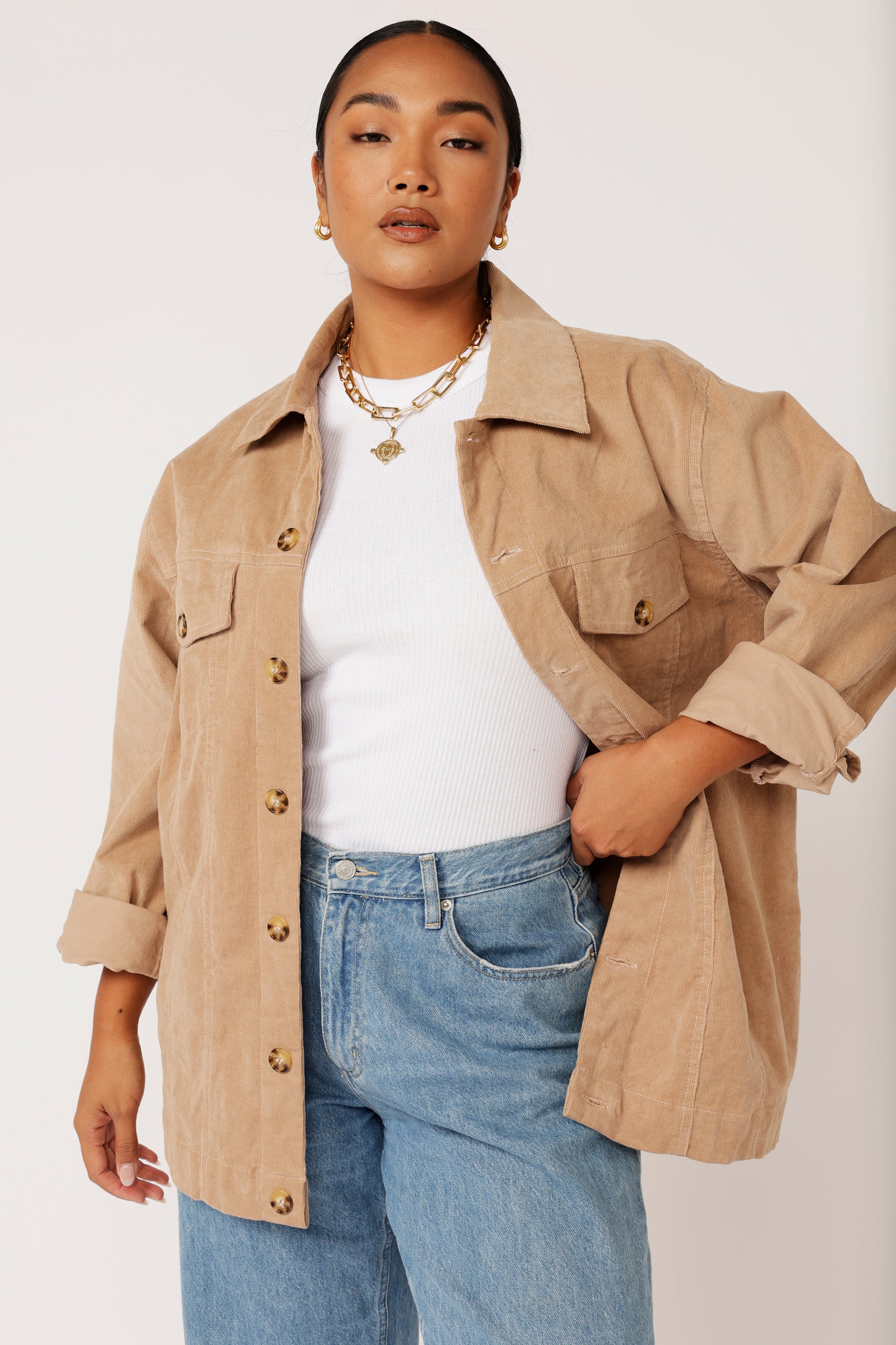 Vegas Jacket LONG | Taupe - Saffron Road