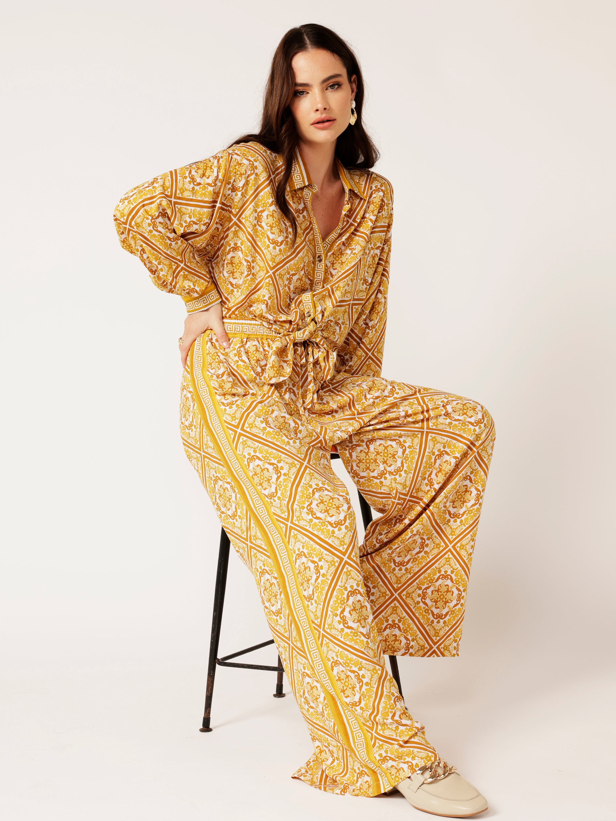Border Pant | Golden Tile - Saffron Road