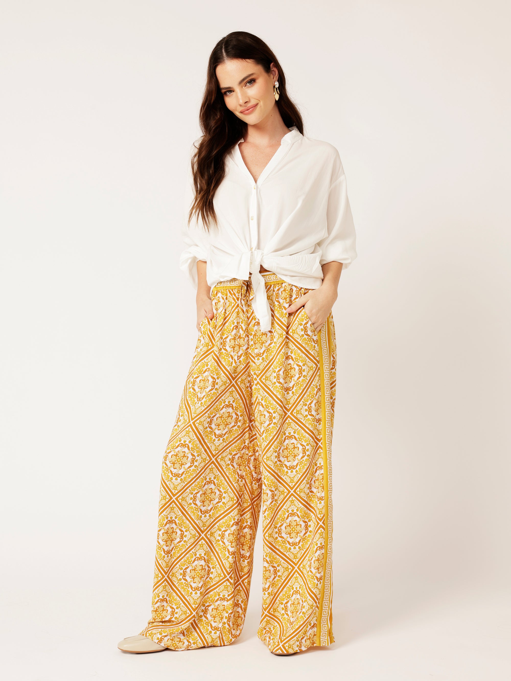 Border Pant | Golden Tile - Saffron Road