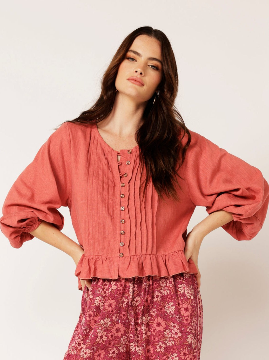 Lily Rose Top LS | Dusty Rose | Linen Viscose - Saffron Road