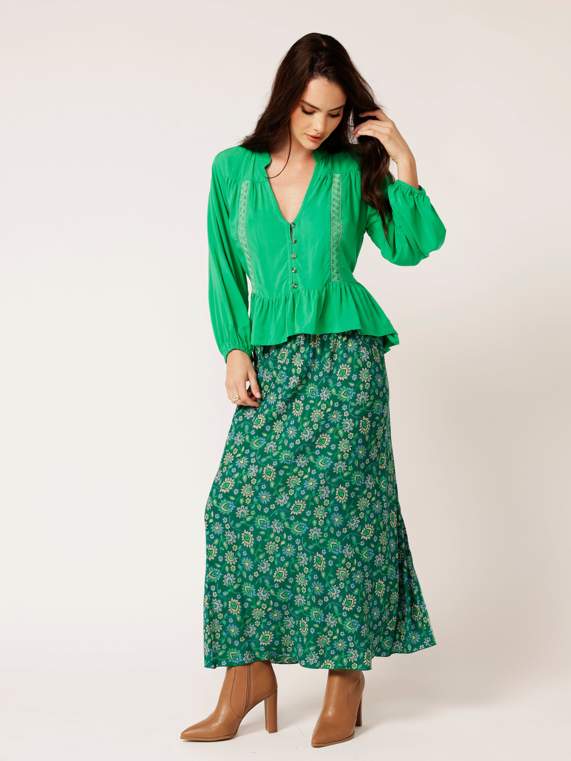 Bias Cut Skirt | Forest Flower - Saffron Road