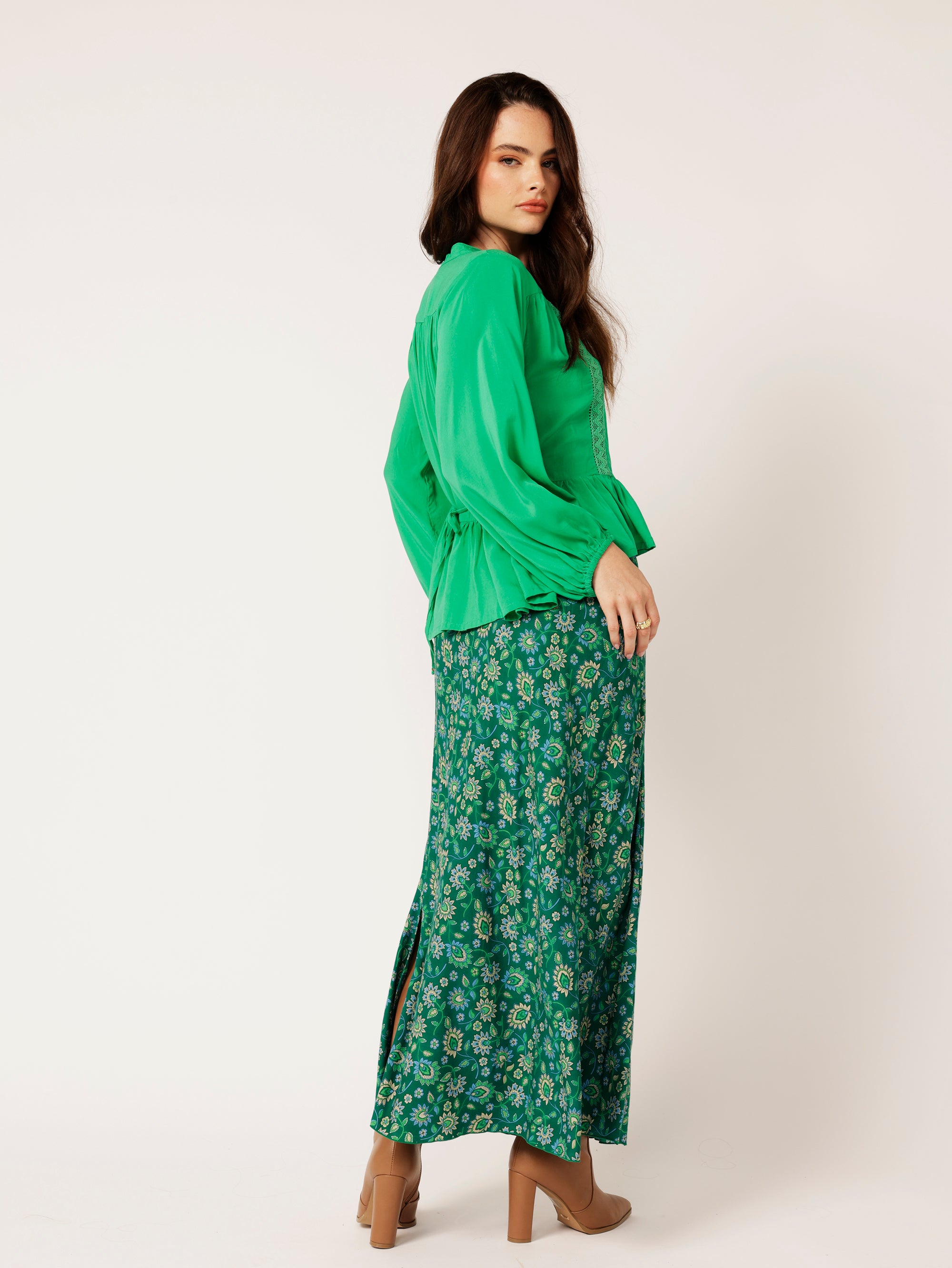 Bias Cut Skirt | Forest Flower - Saffron Road