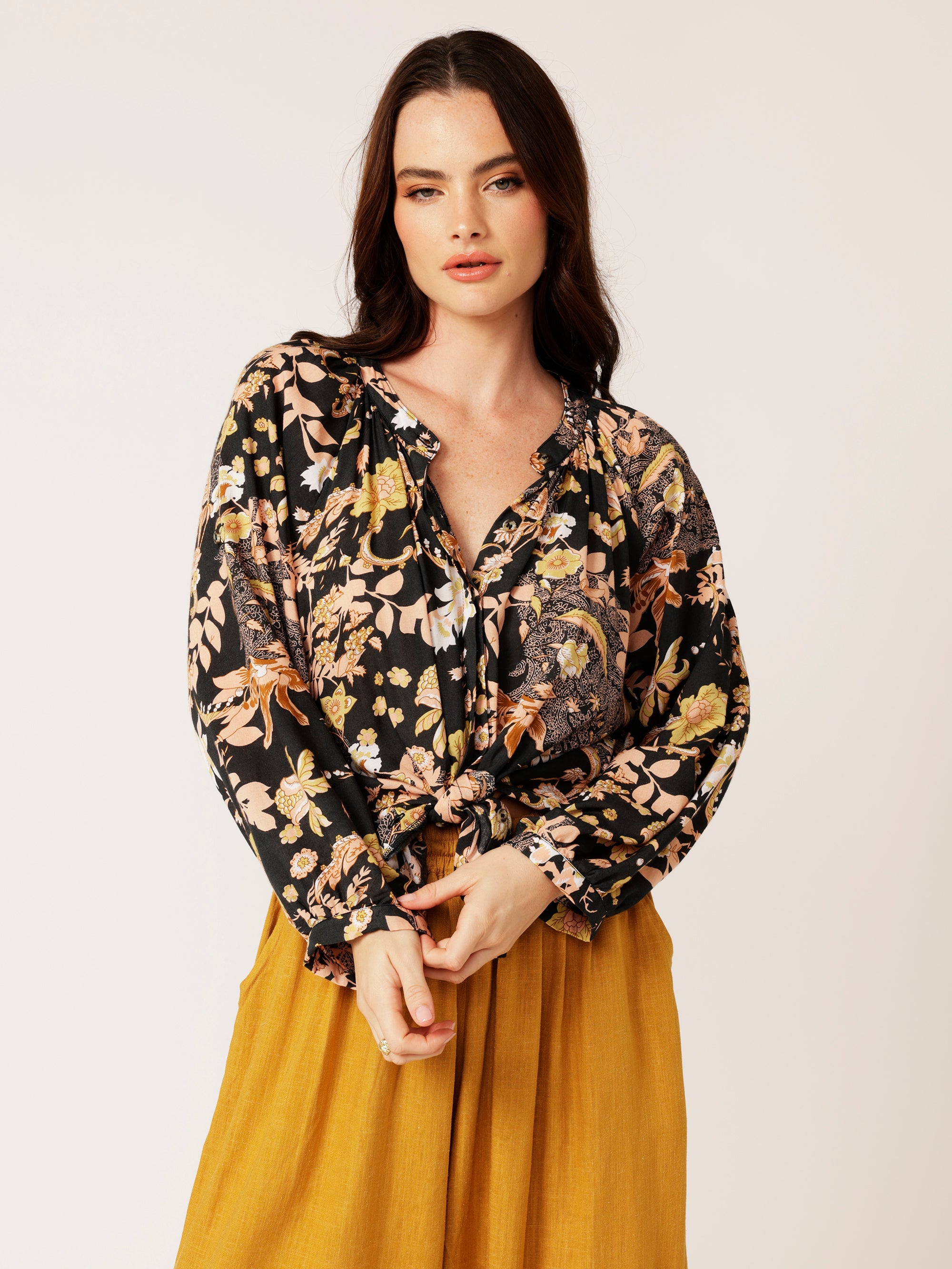 Beatrix Blouse | Midnight Garden - Saffron Road