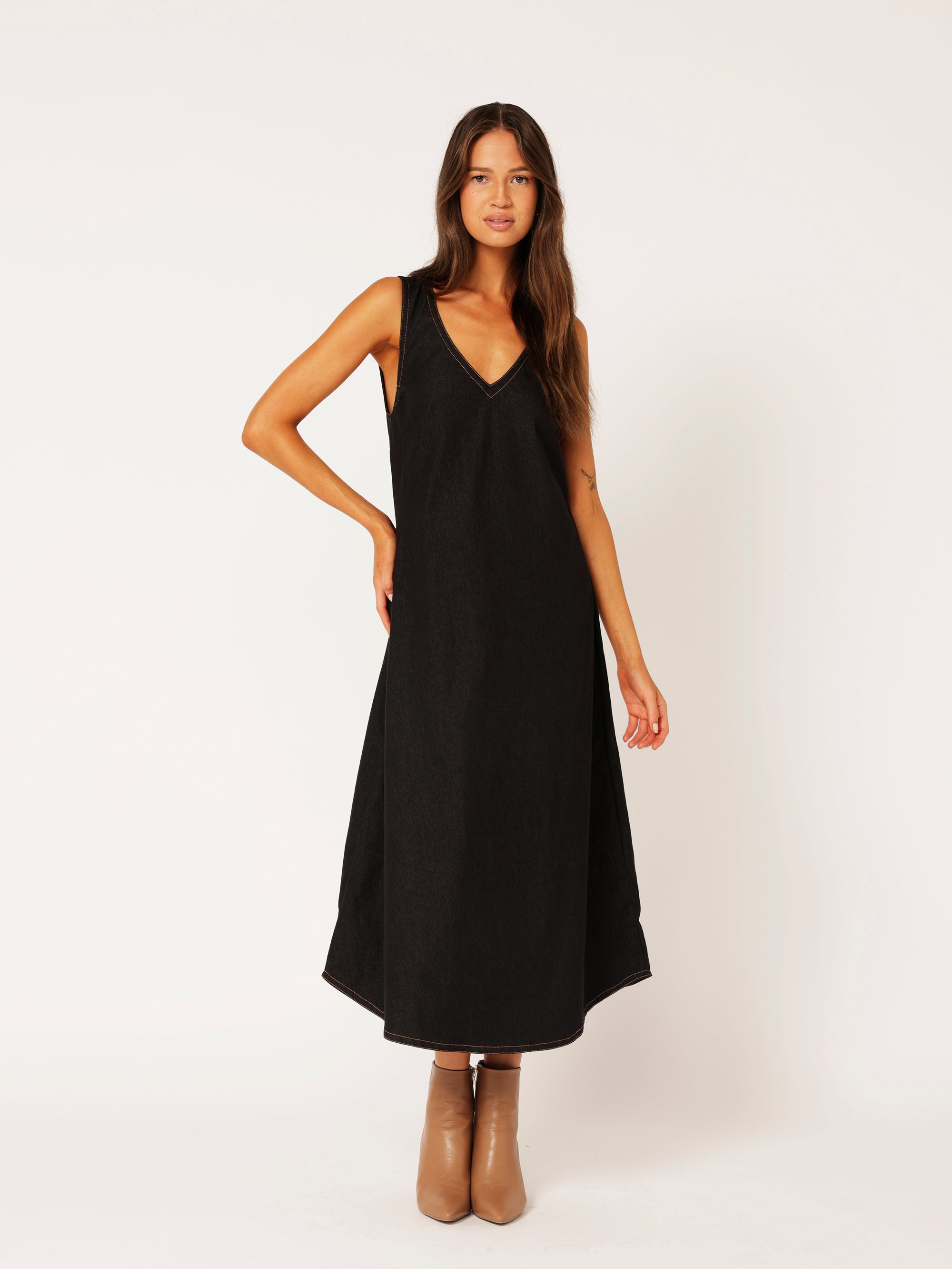 Viv Dress | Black Denim - Saffron Road
