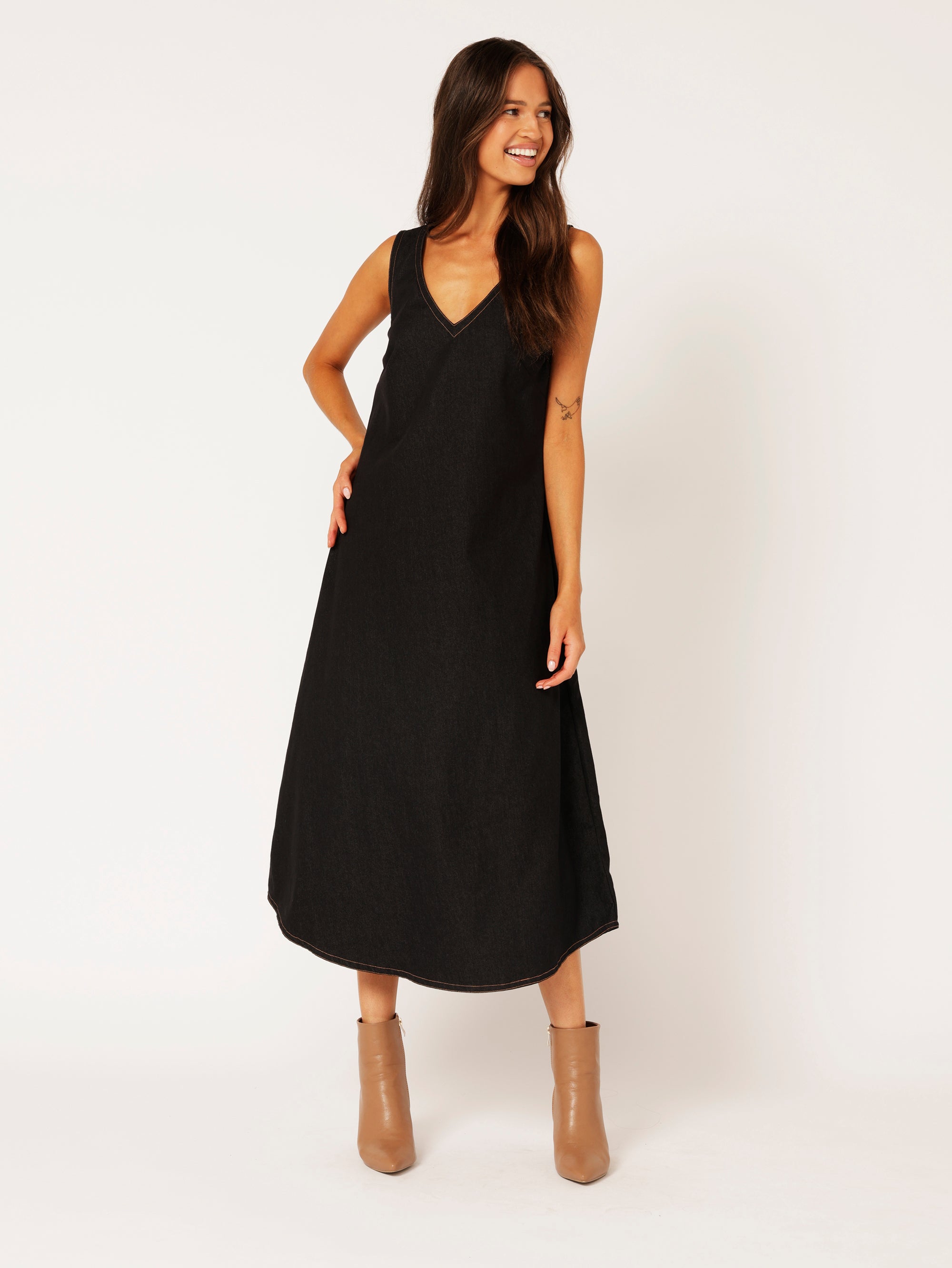 Viv Dress | Black Denim - Saffron Road