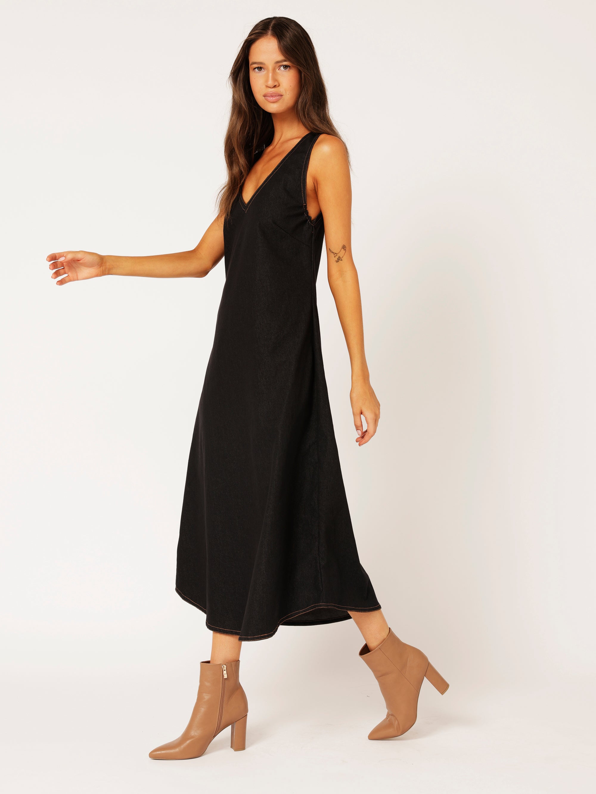 Viv Dress | Black Denim - Saffron Road