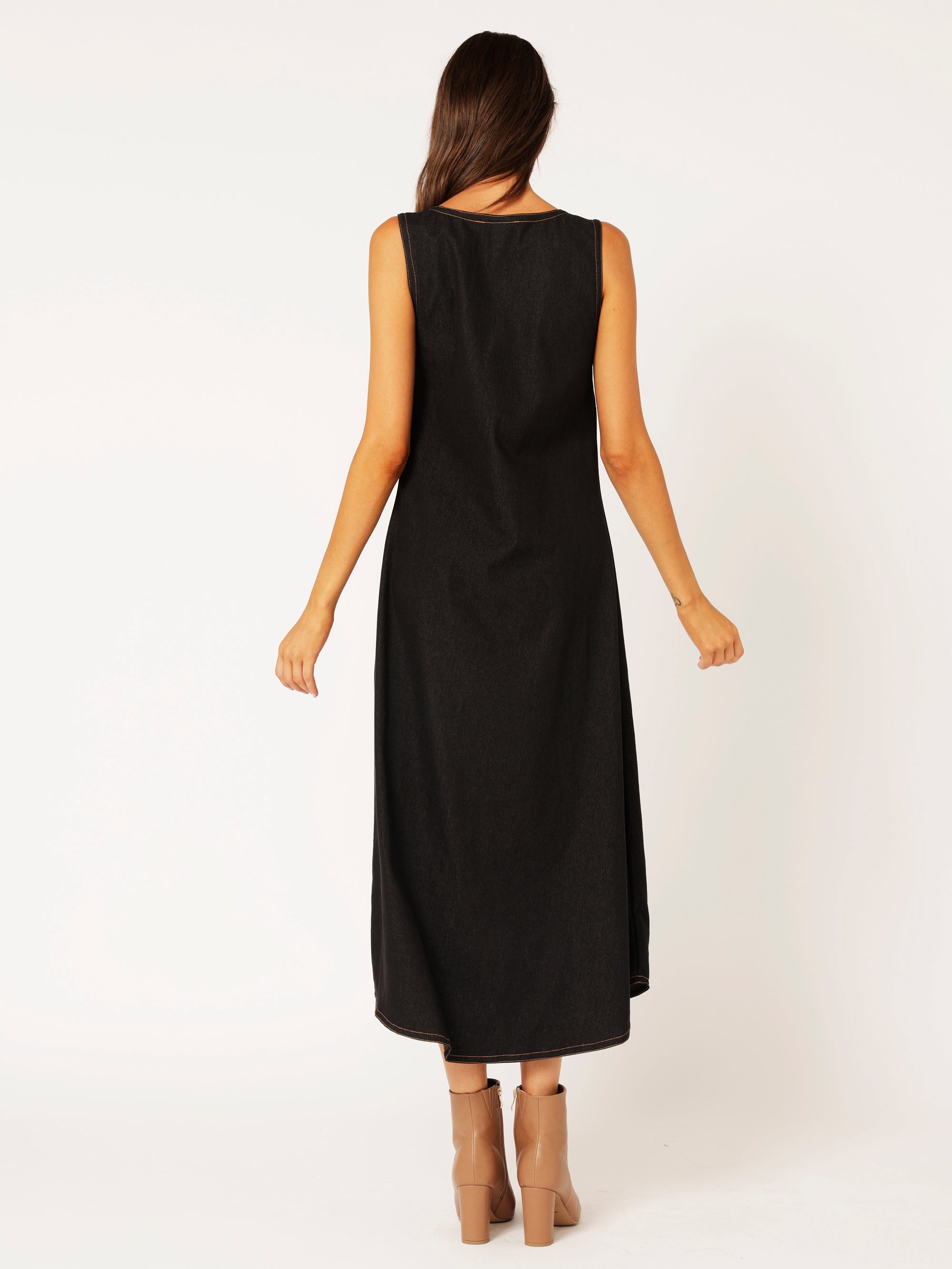 Viv Dress | Black Denim - Saffron Road