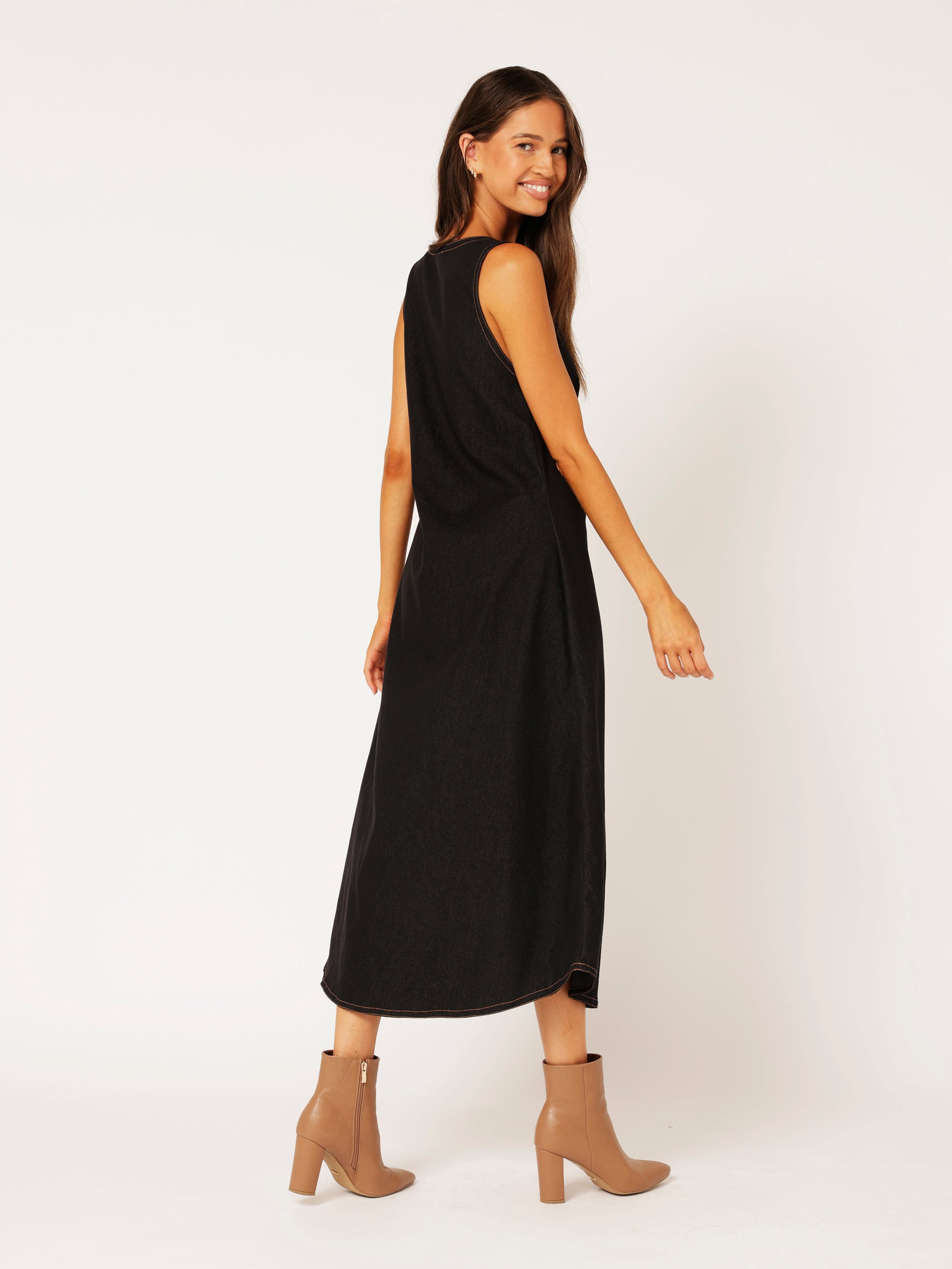 Viv Dress | Black Denim - Saffron Road