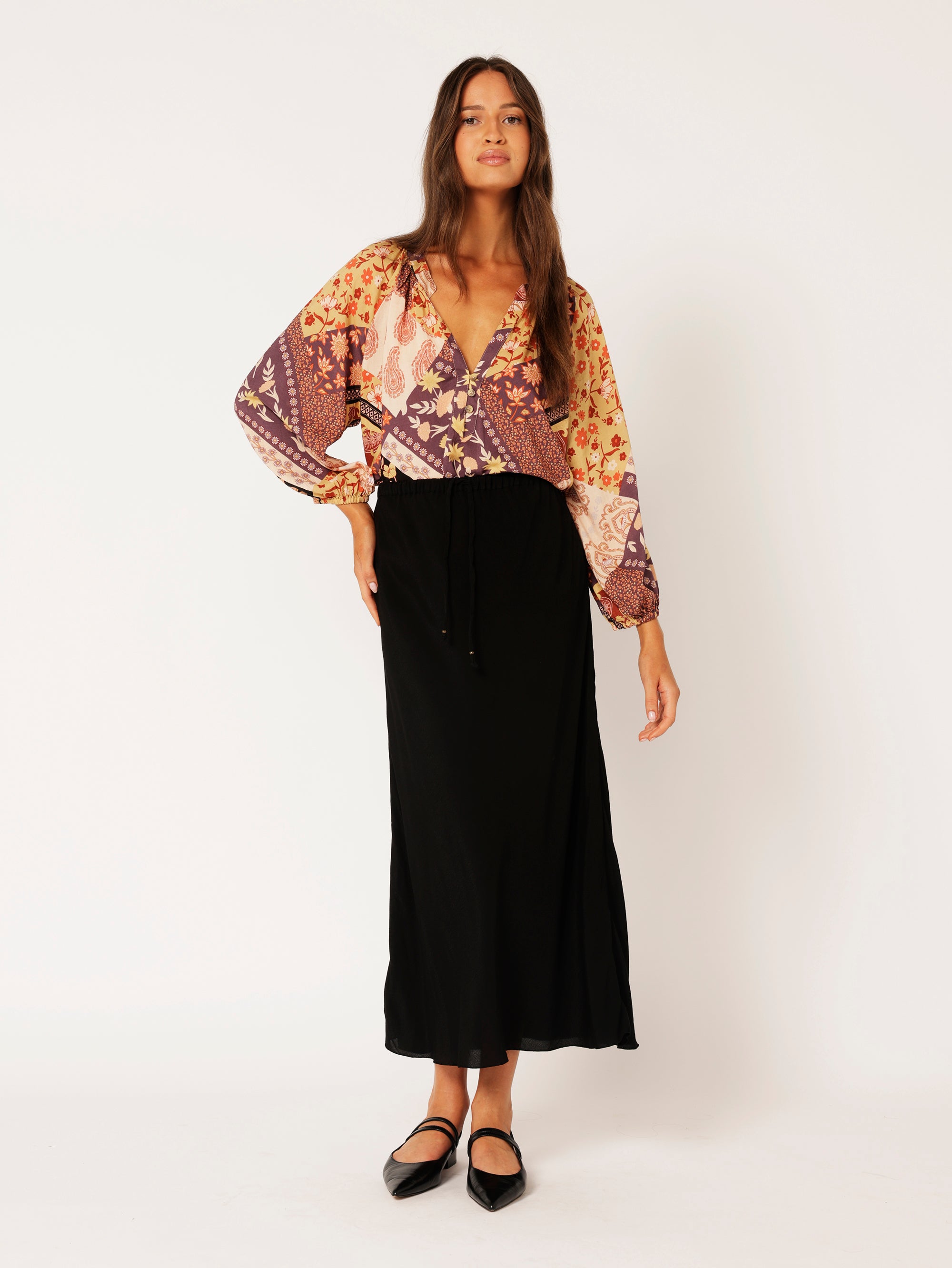 Bias Cut Skirt | Black | Fujet - Saffron Road