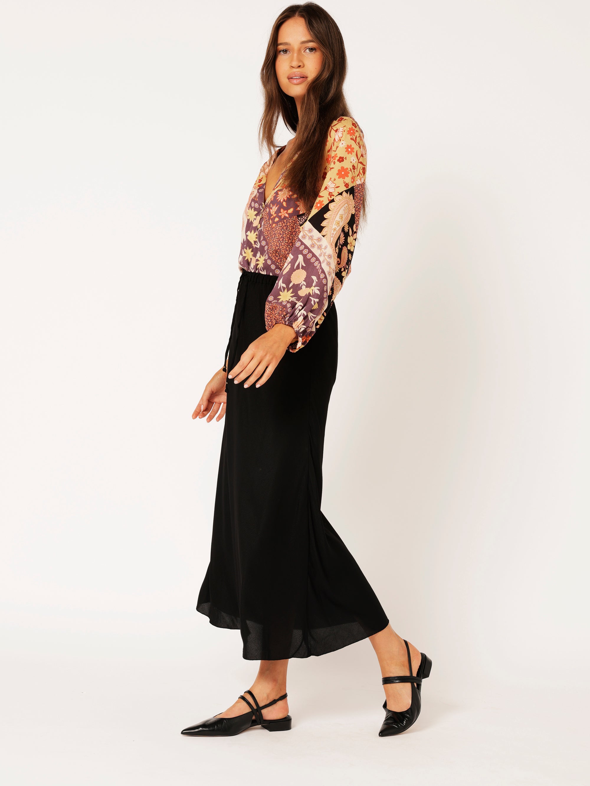 Bias Cut Skirt | Black | Fujet - Saffron Road