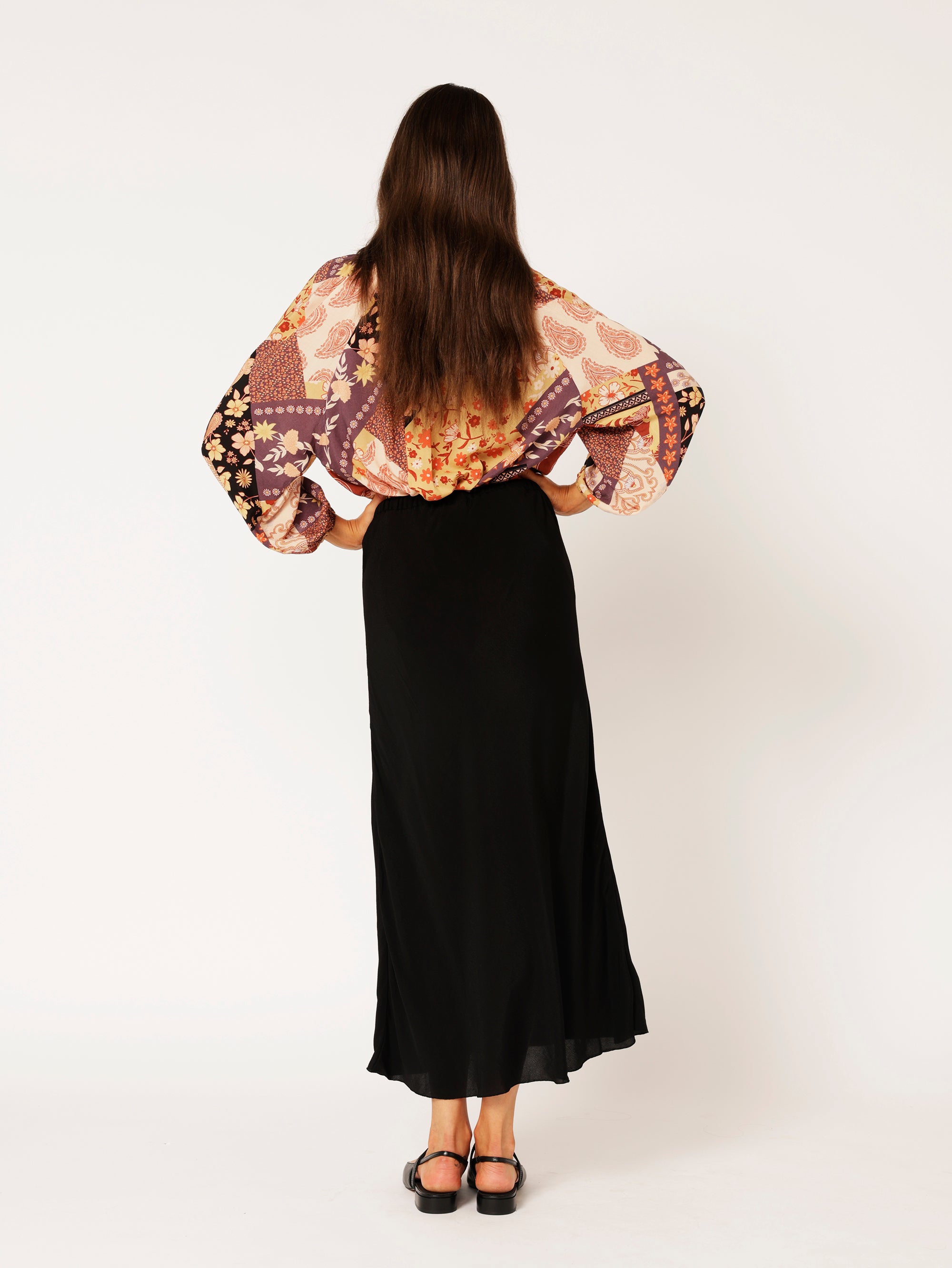 Bias Cut Skirt | Black | Fujet - Saffron Road