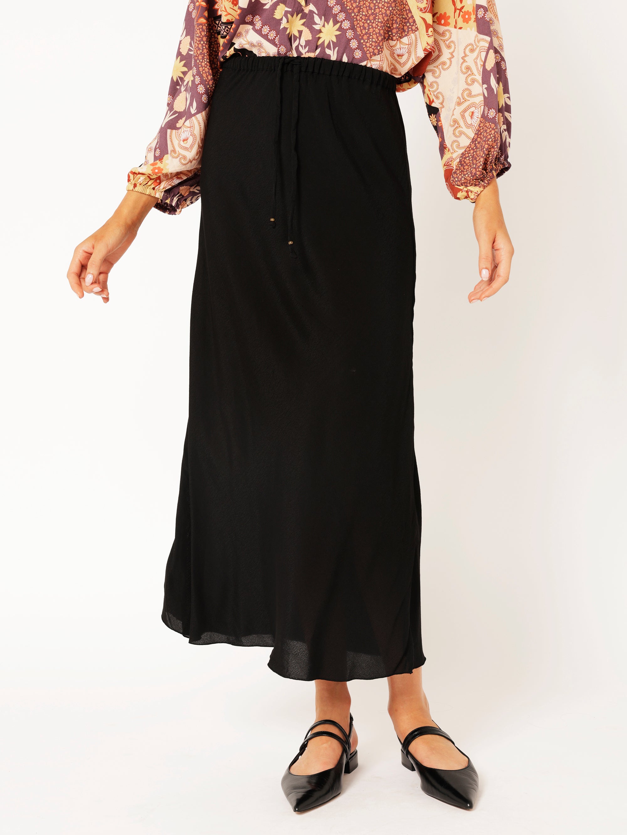 Bias Cut Skirt | Black | Fujet - Saffron Road