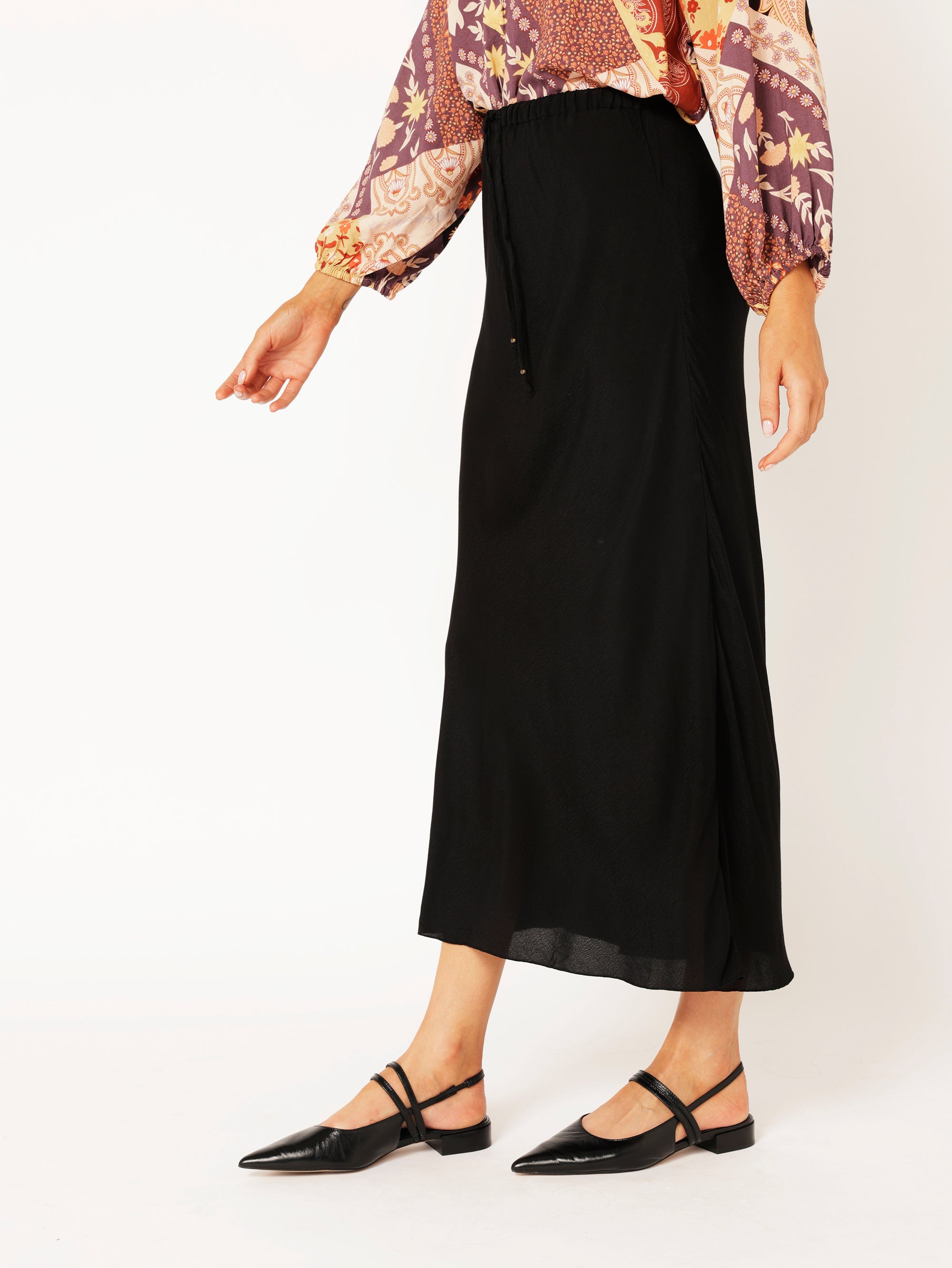 Bias Cut Skirt | Black | Fujet - Saffron Road