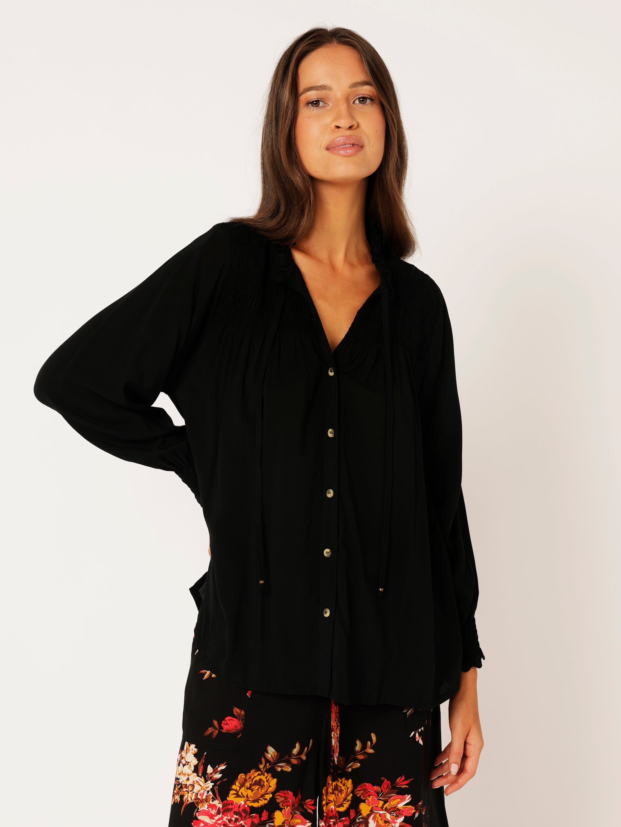 Freddie Blouse (Long Sleeve) | Black - Saffron Road