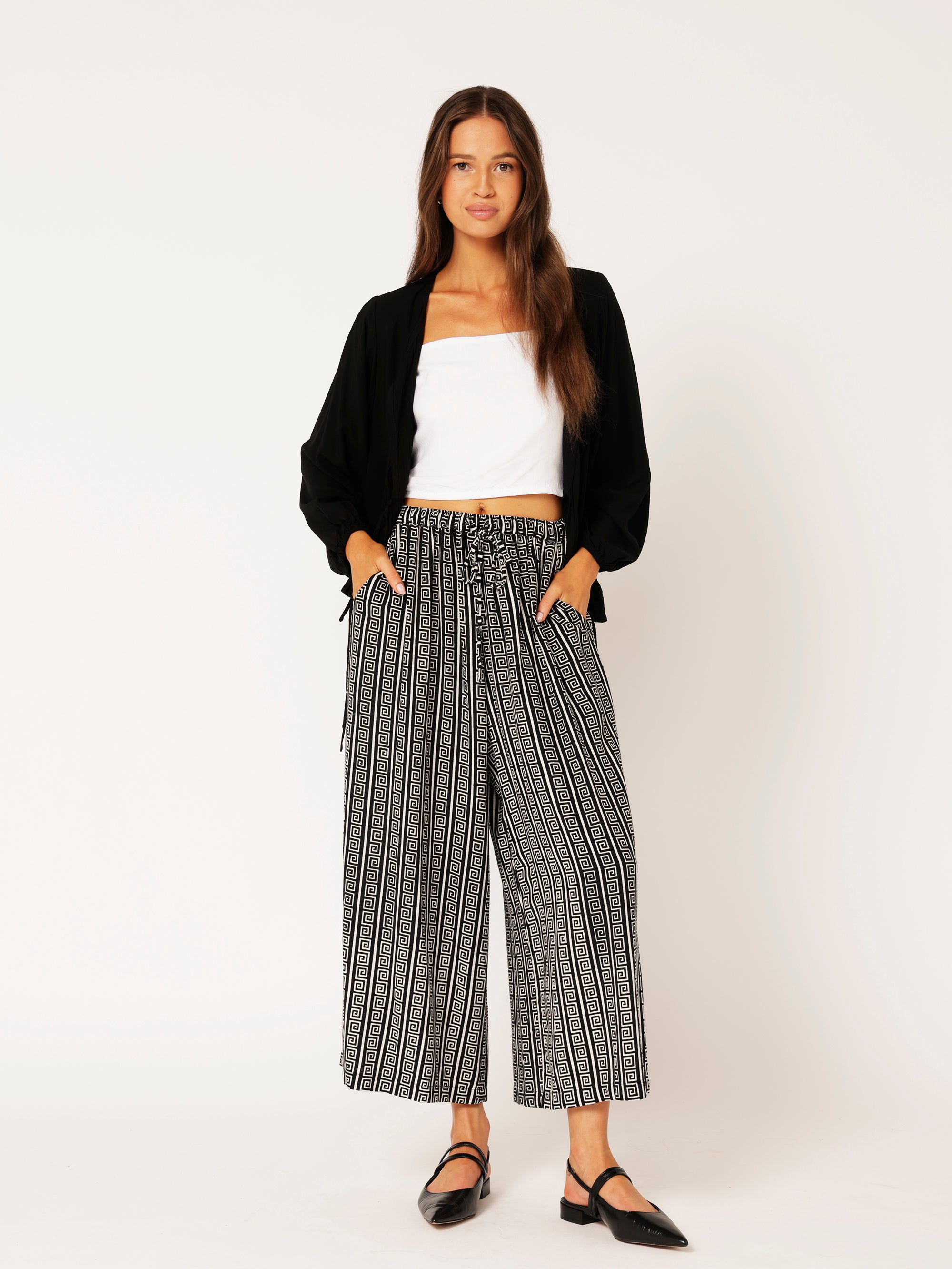 Island Pant | Monochrome Border - Saffron Road