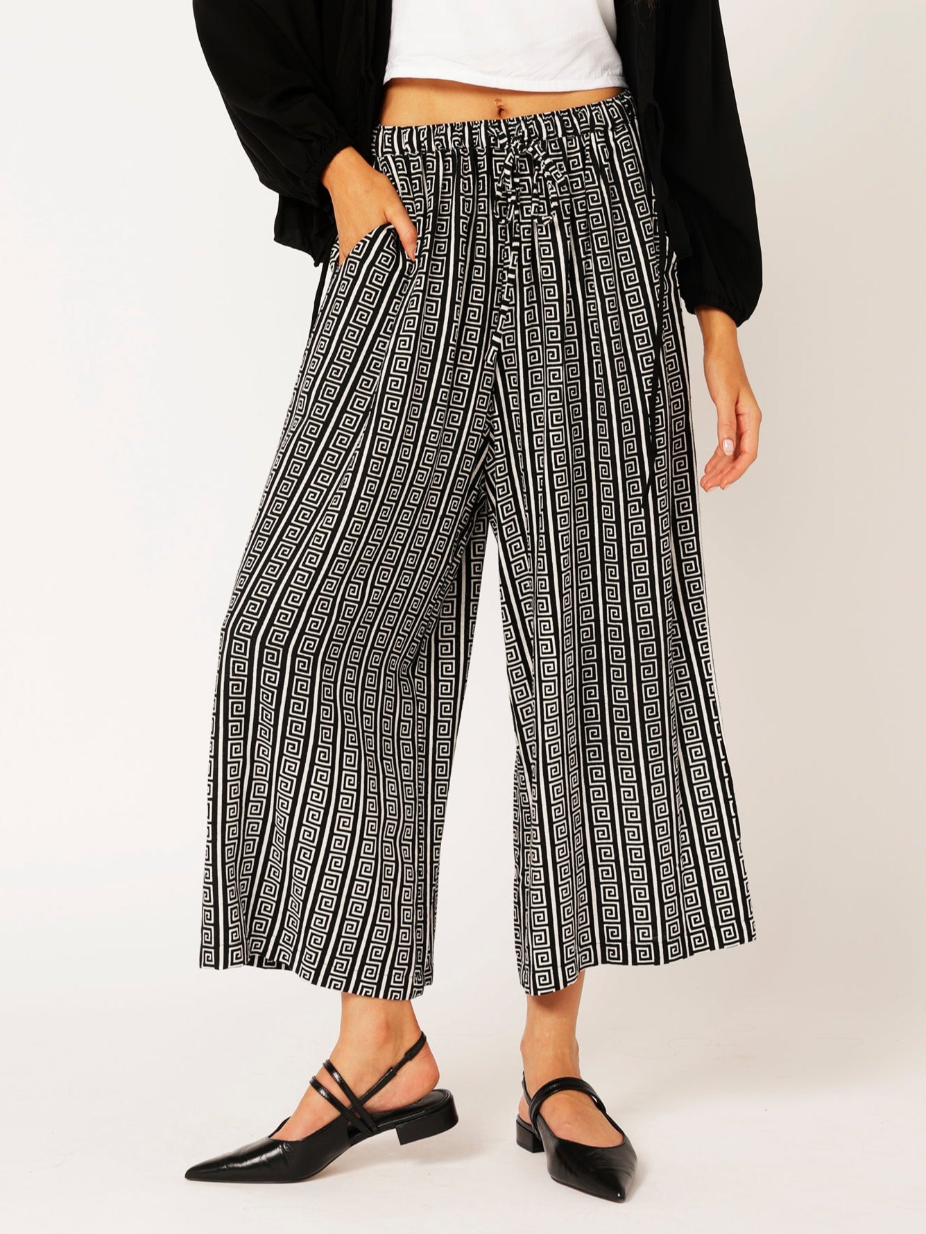 Island Pant | Monochrome Border - Saffron Road