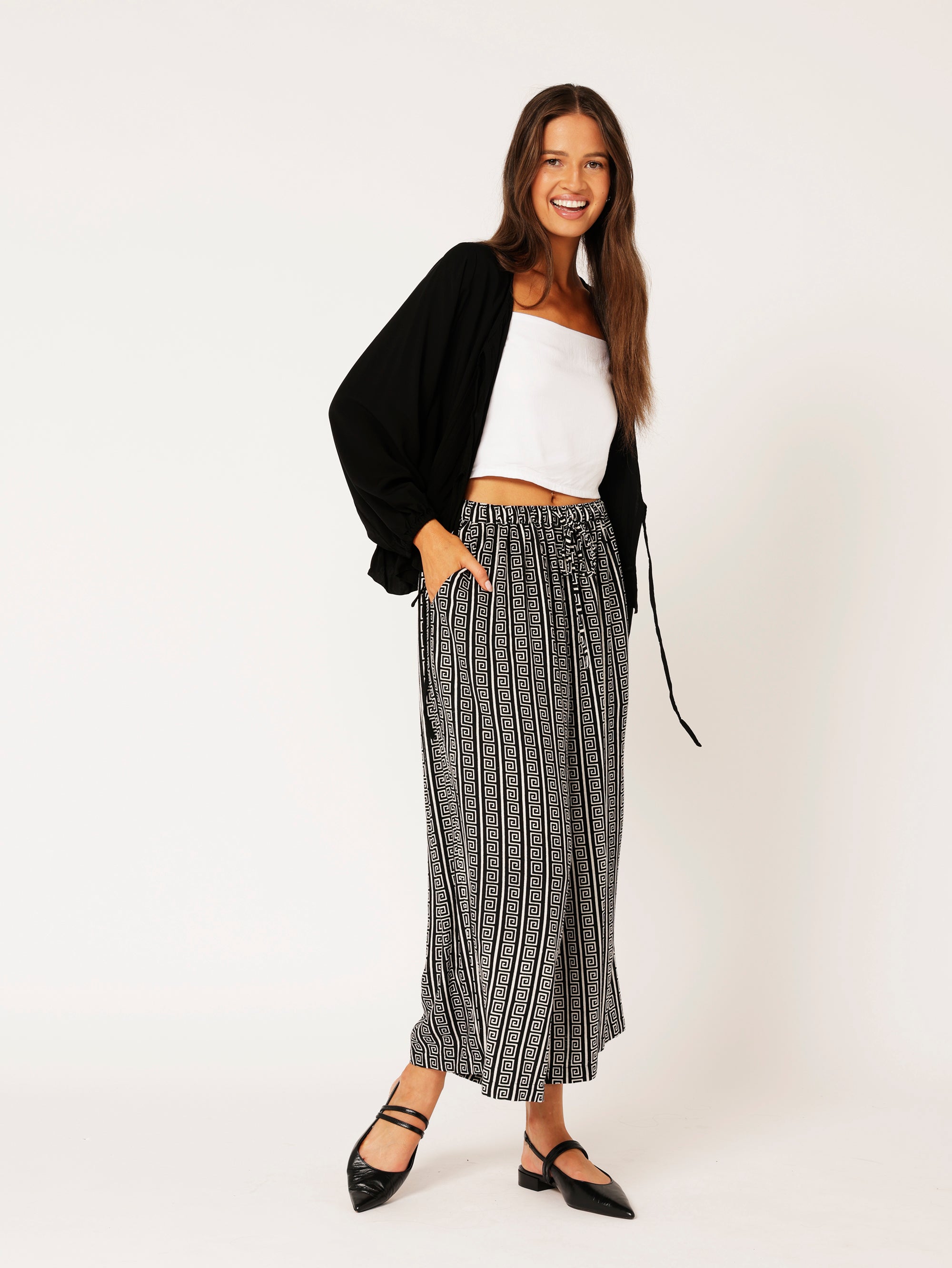 Island Pant | Monochrome Border - Saffron Road