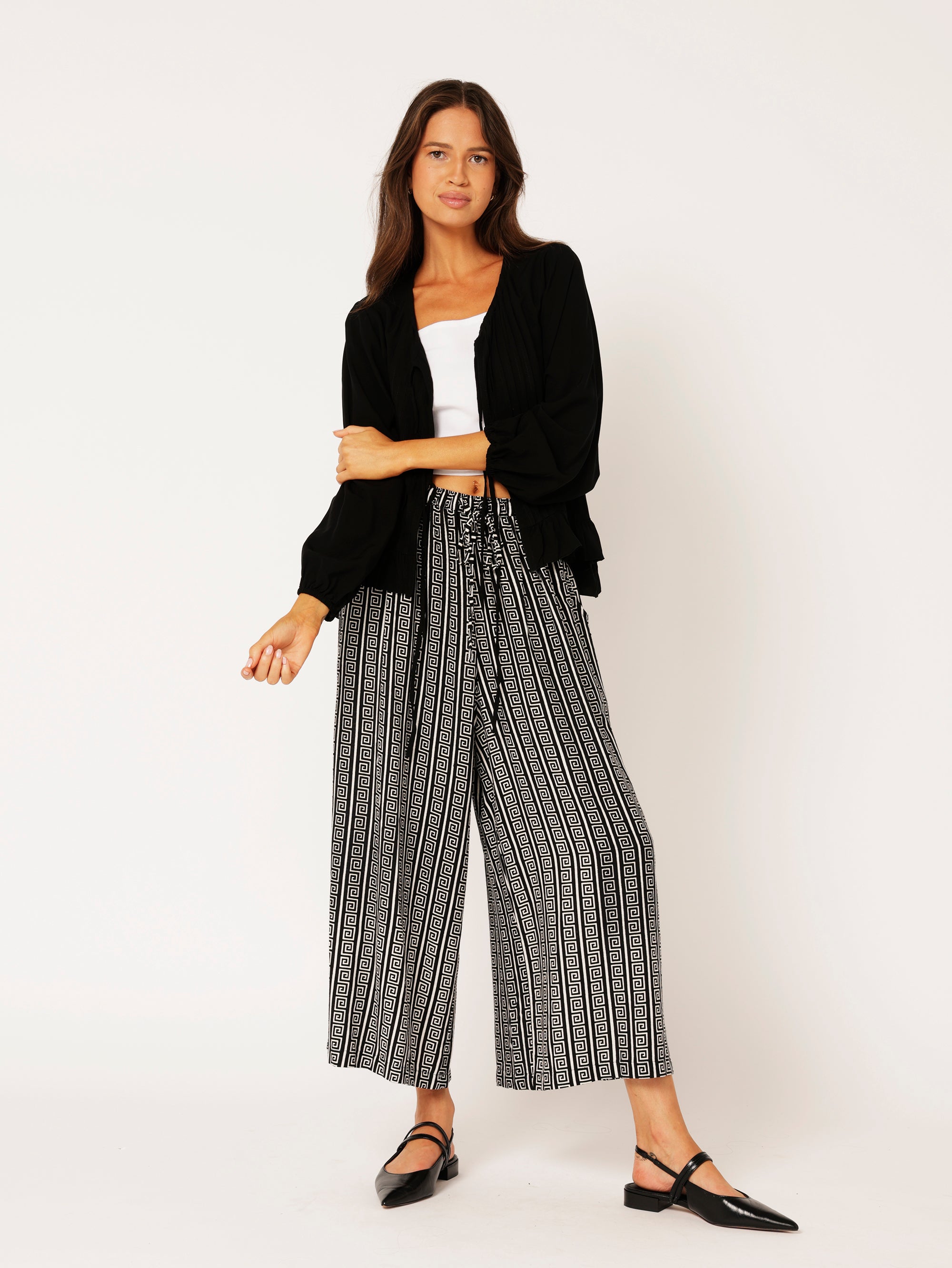 Island Pant | Monochrome Border - Saffron Road