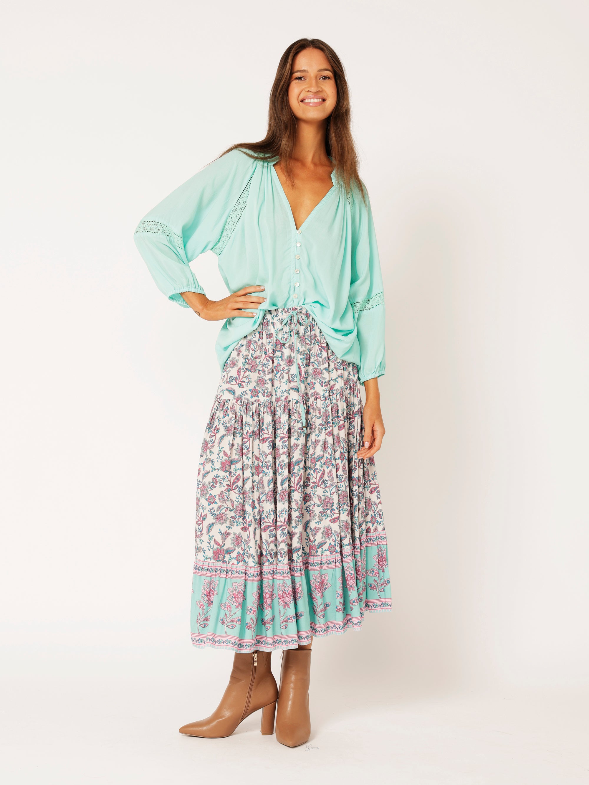 Take Me Away Blouse | Turquoise - Saffron Road