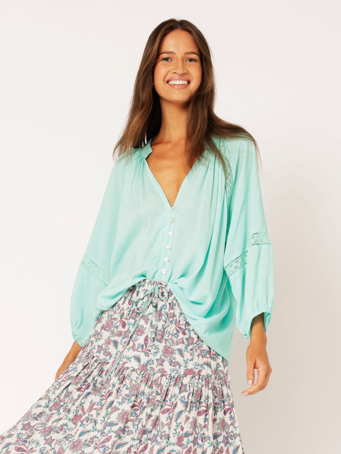 Take Me Away Blouse | Turquoise - Saffron Road