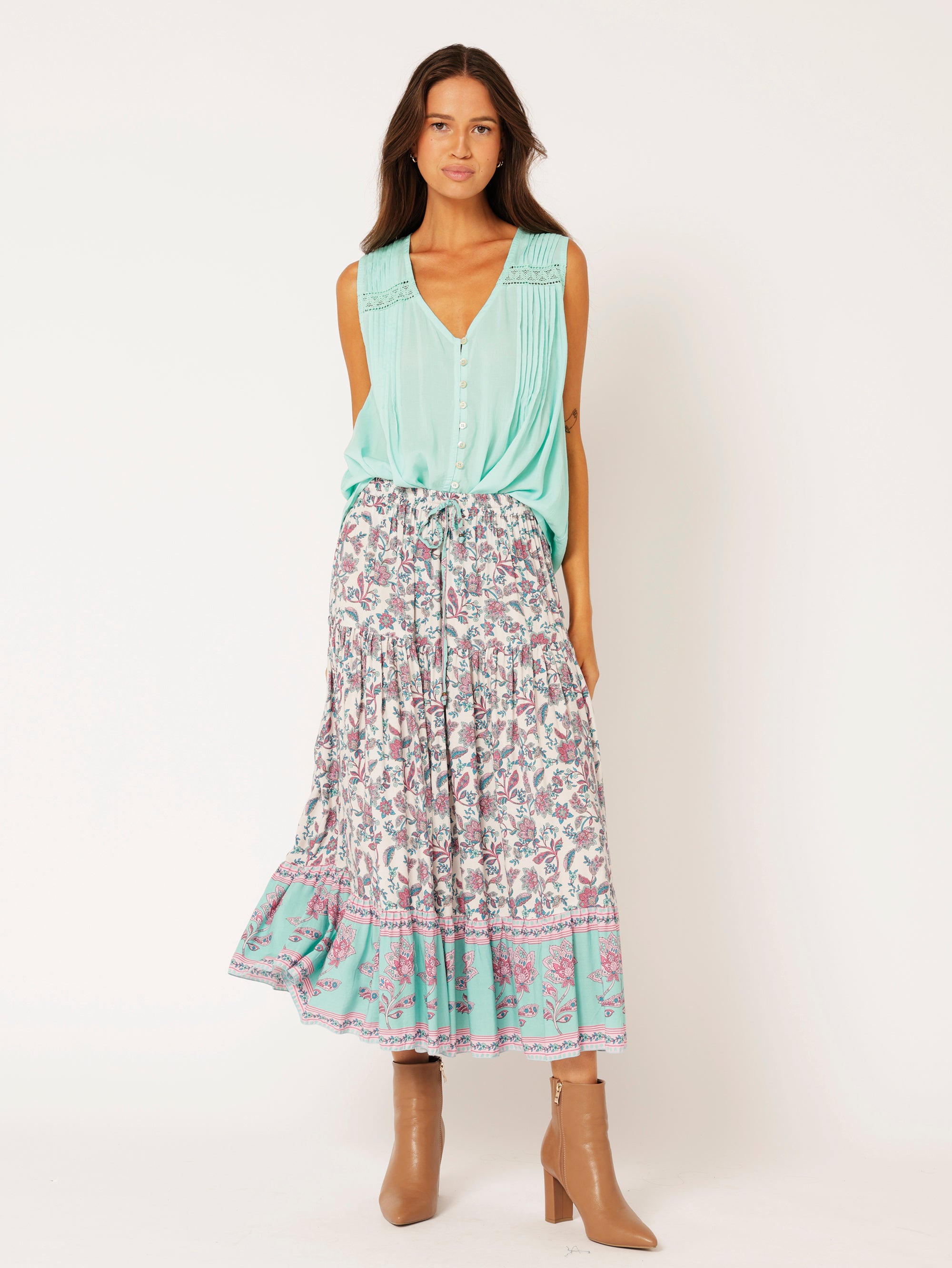 Camilla Top (Sleeveless) | Turquoise - Saffron Road