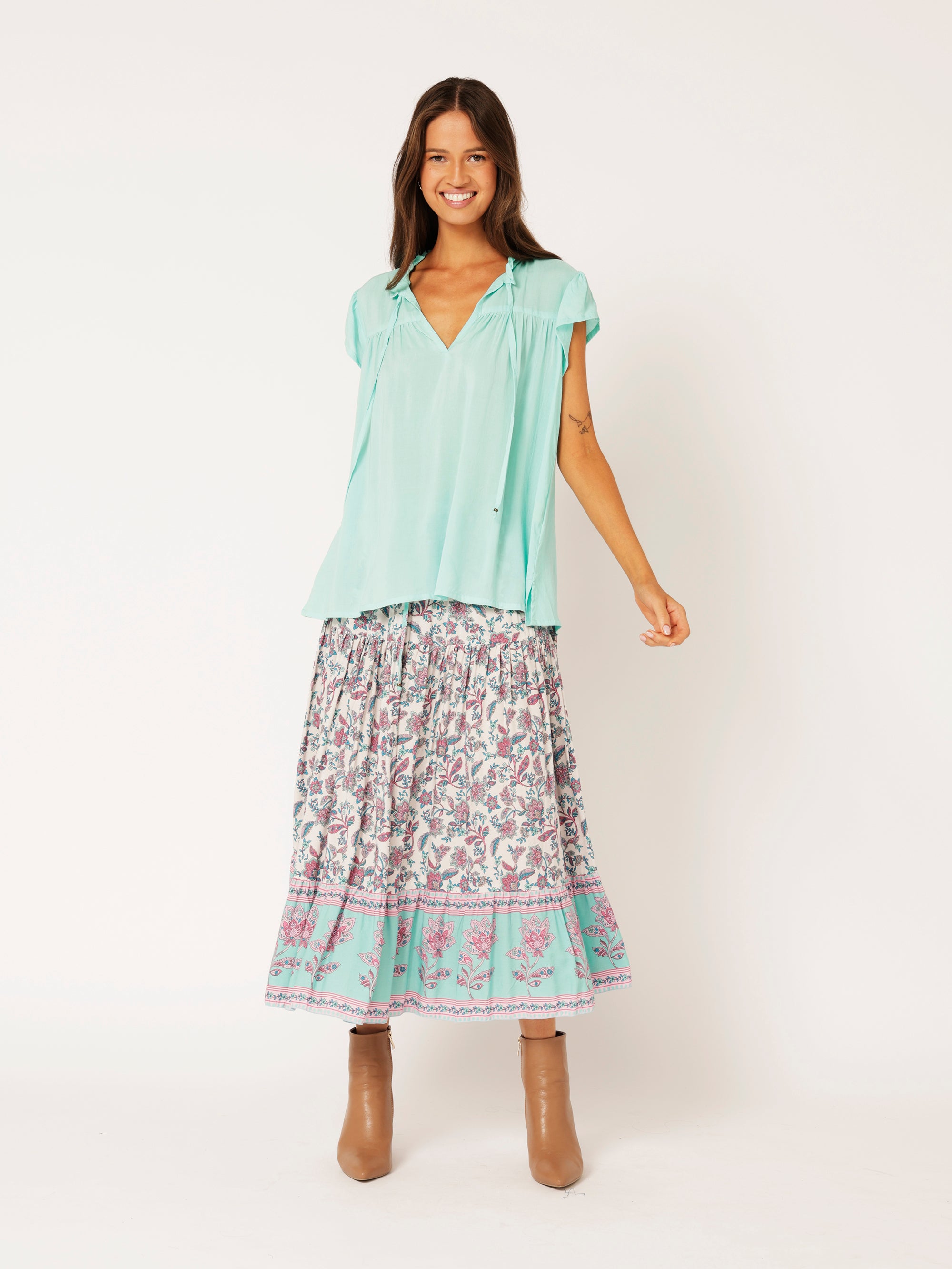 Freddie Blouse (Short Sleeve) | Turquoise - Saffron Road