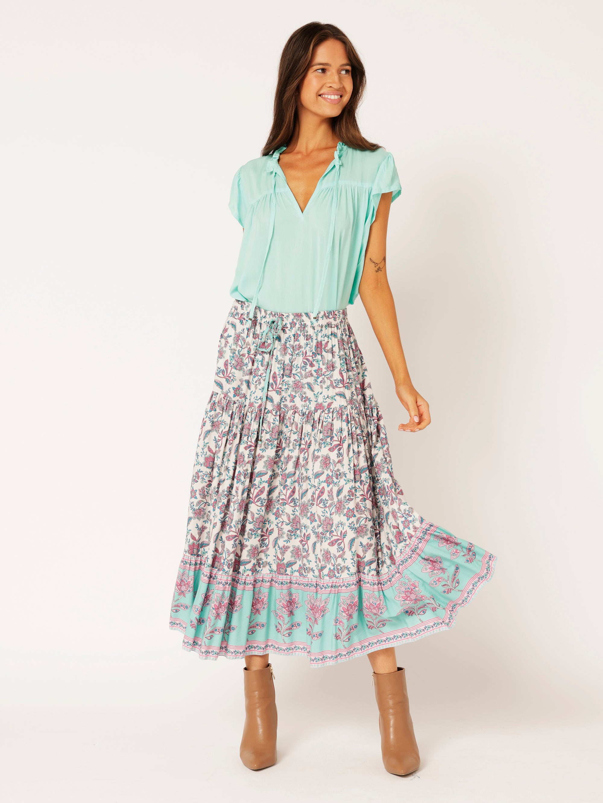 Freddie Blouse (Short Sleeve) | Turquoise - Saffron Road