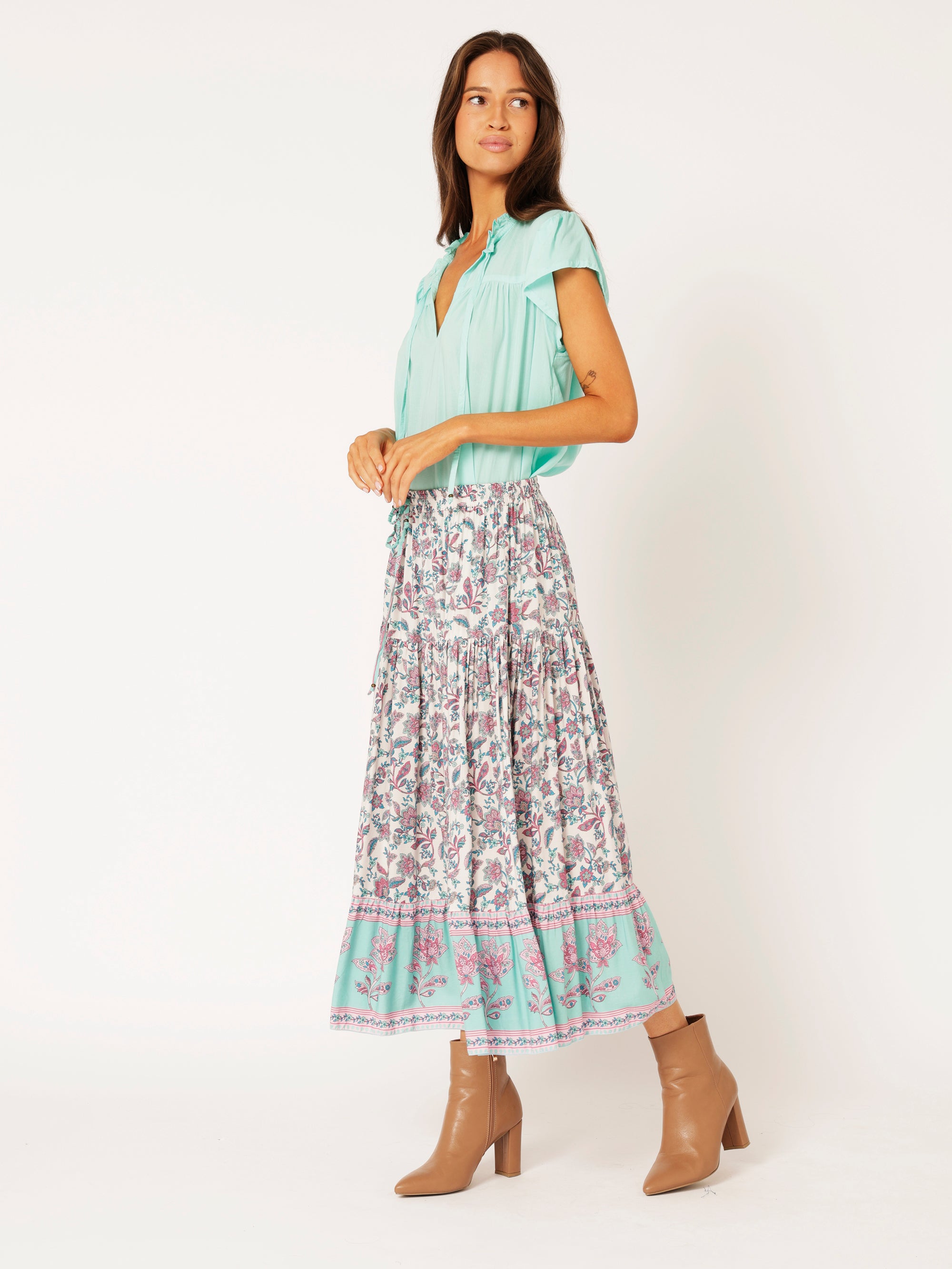 Freddie Blouse (Short Sleeve) | Turquoise - Saffron Road