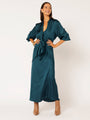 Manhattan Shirt LONG | Satin | Teal - Saffron Road