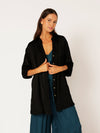 Manhattan Shirt LONG | Satin | Black