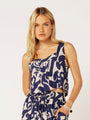 Lotus Tank Cropped | Soleil Navy - Saffron Road
