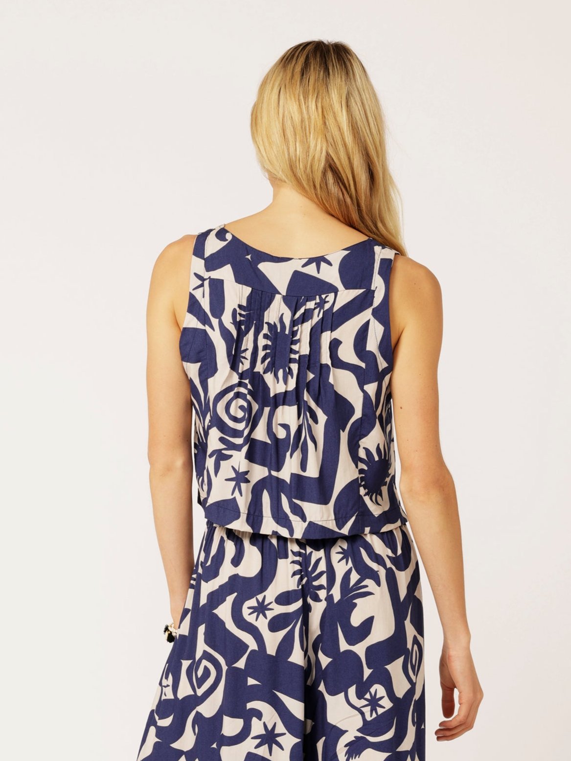 Lotus Tank Cropped | Soleil Navy - Saffron Road