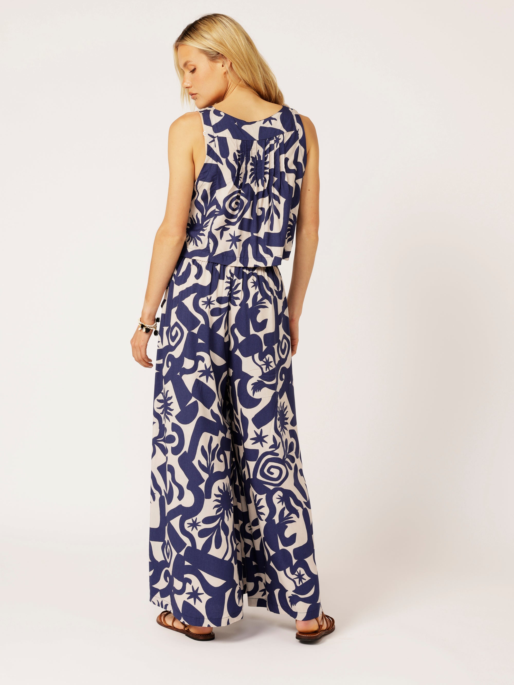Lotus Tank Cropped | Soleil Navy - Saffron Road