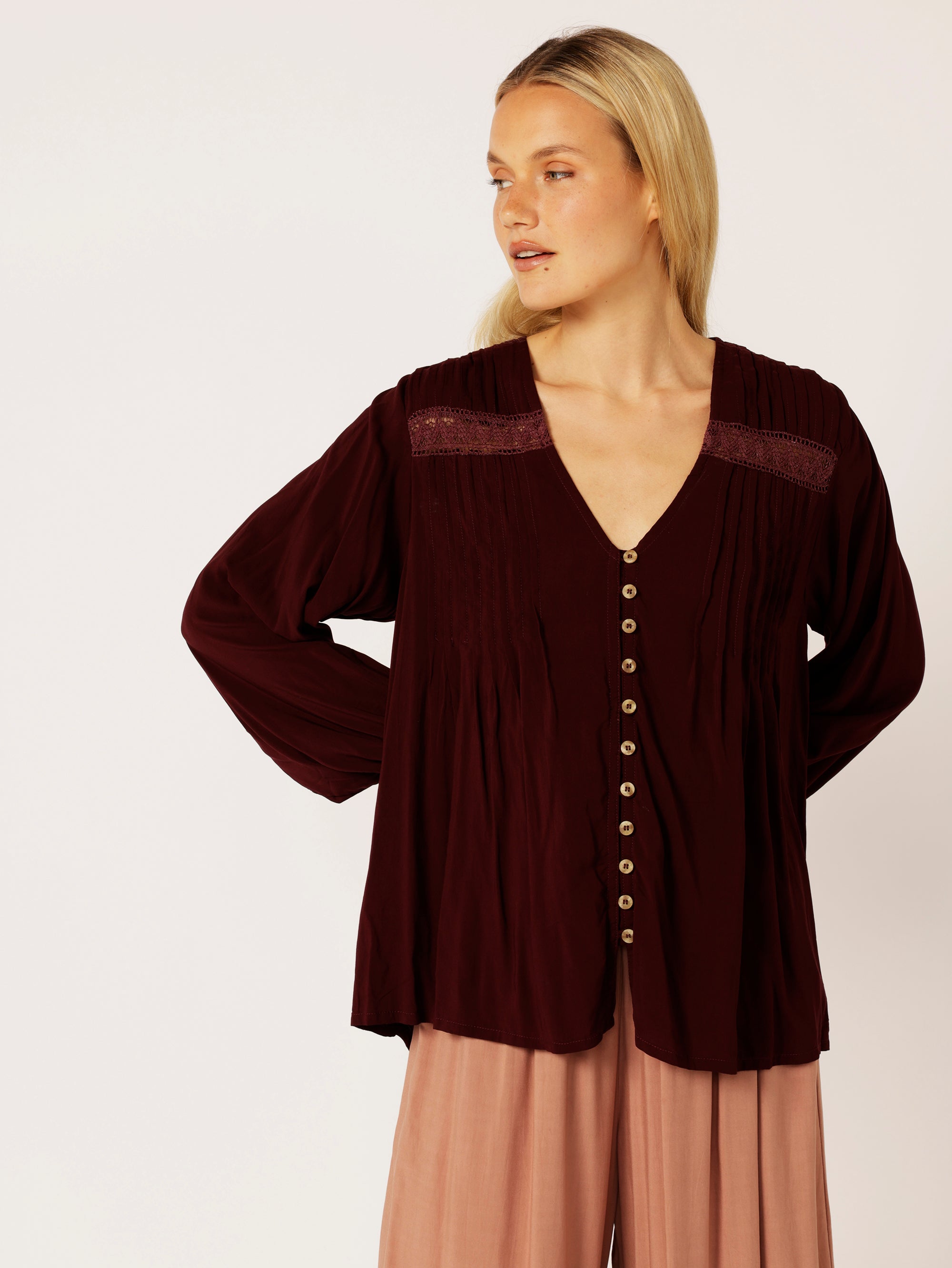 Camilla Hi-Low Top | Plum - Saffron Road
