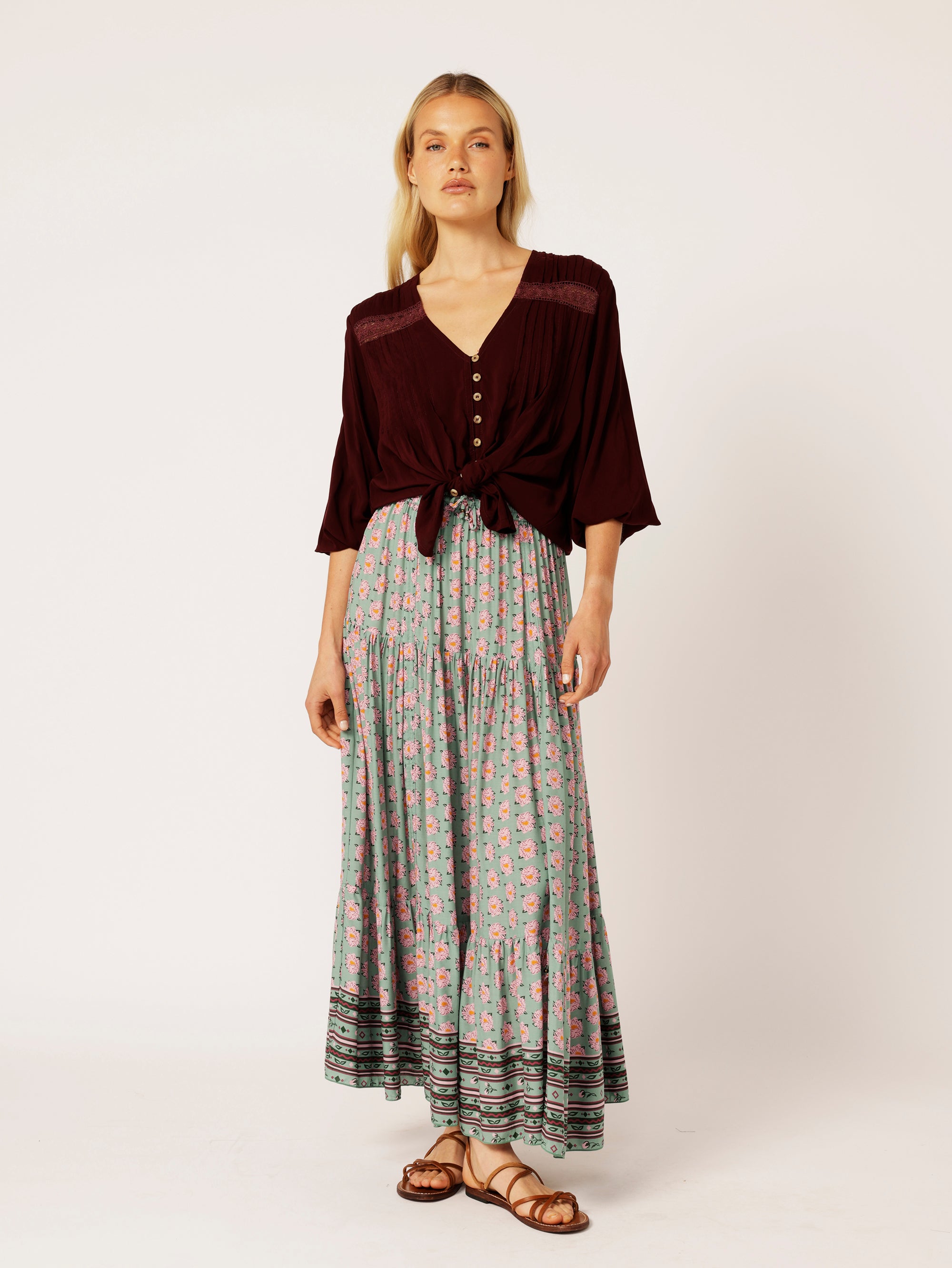 Dahlia Skirt MAXI | Sage Peony - Saffron Road