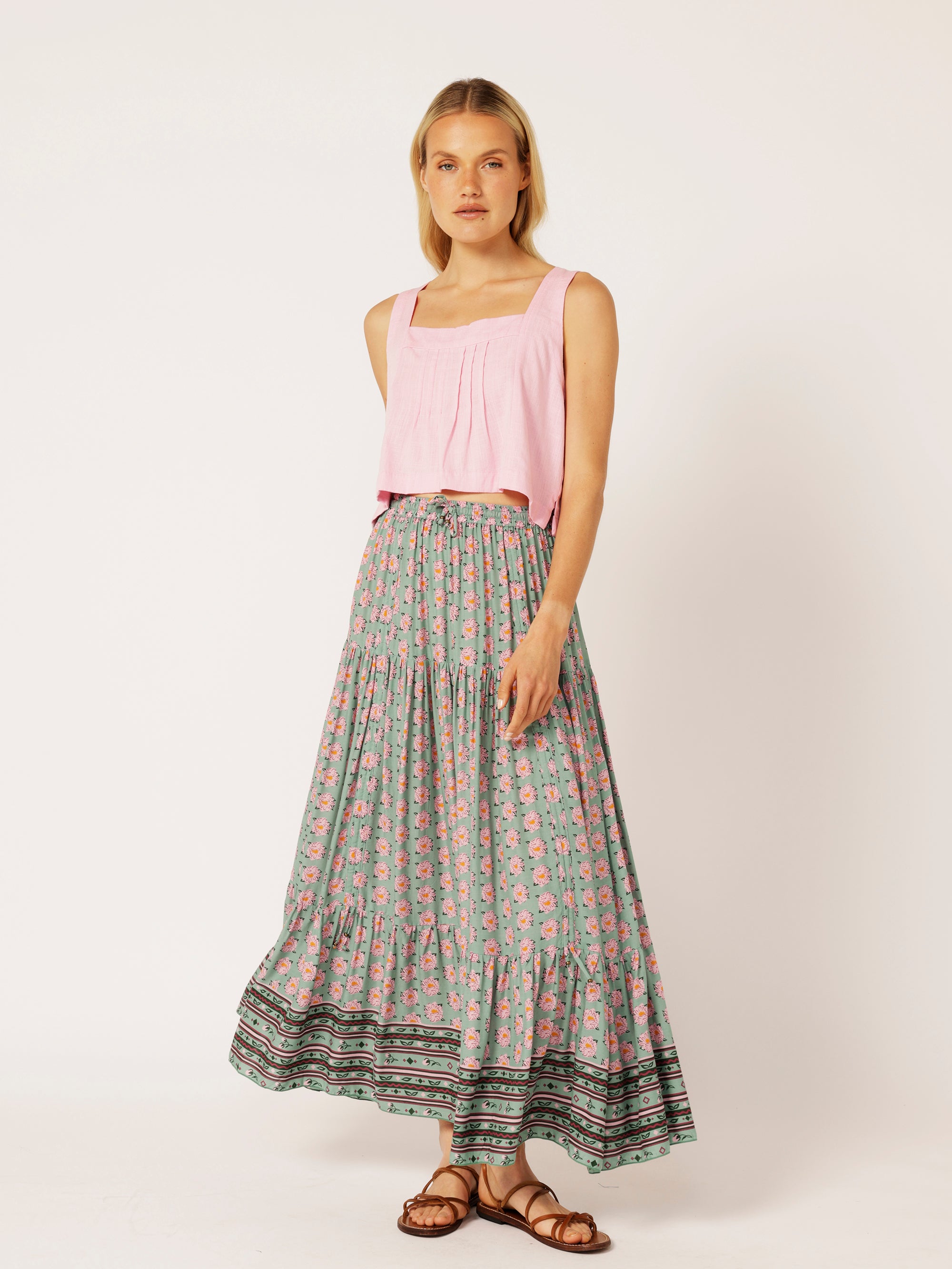 Dahlia Skirt MAXI | Sage Peony - Saffron Road