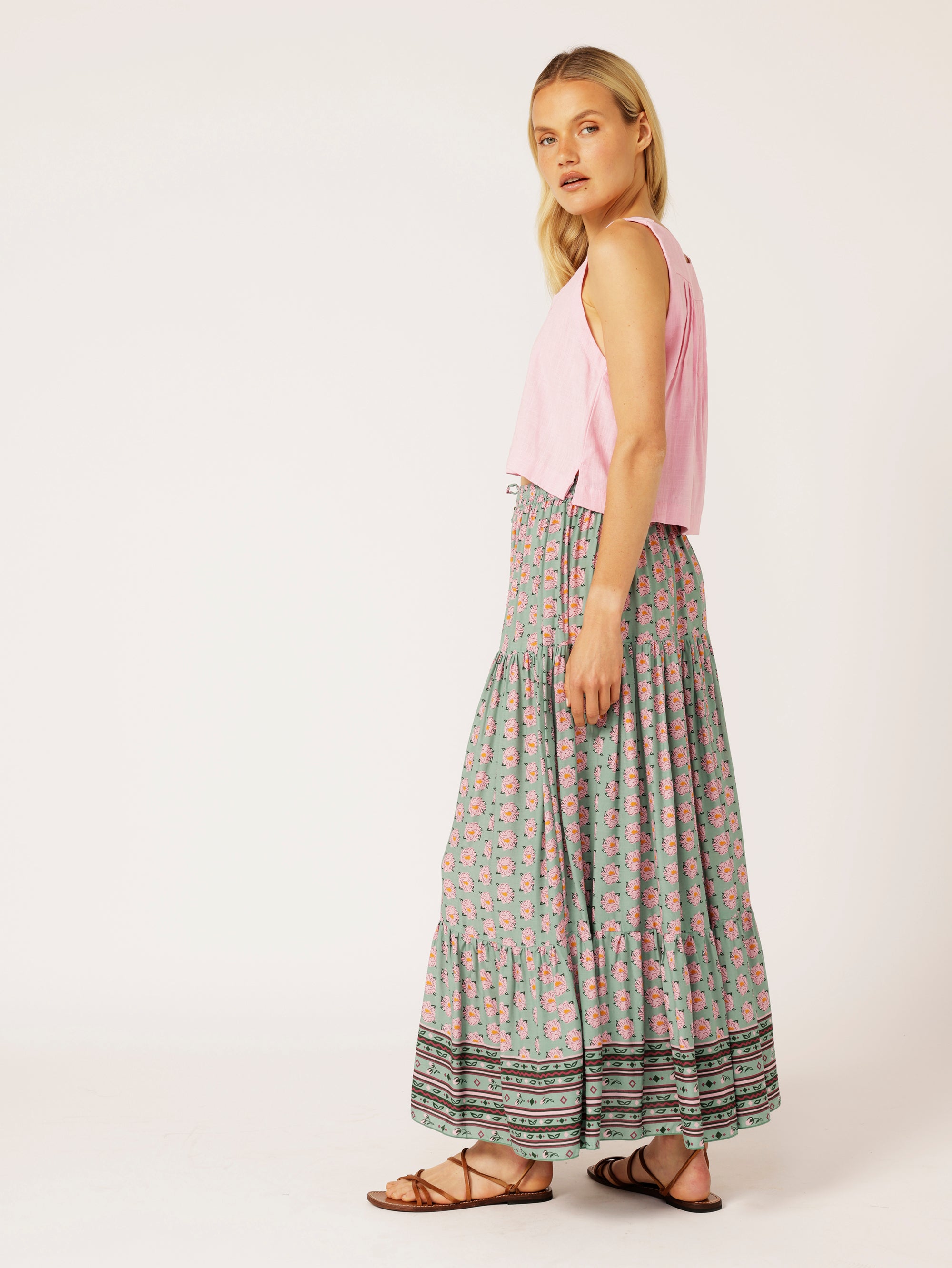 Dahlia Skirt MAXI | Sage Peony - Saffron Road