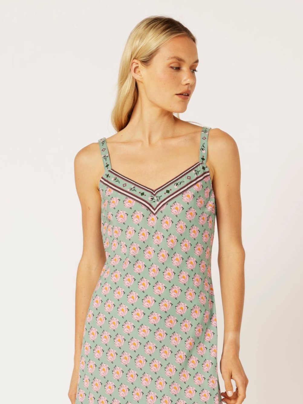Slip Dress MAXI | Bias Cut | Sage Peony - Saffron Road