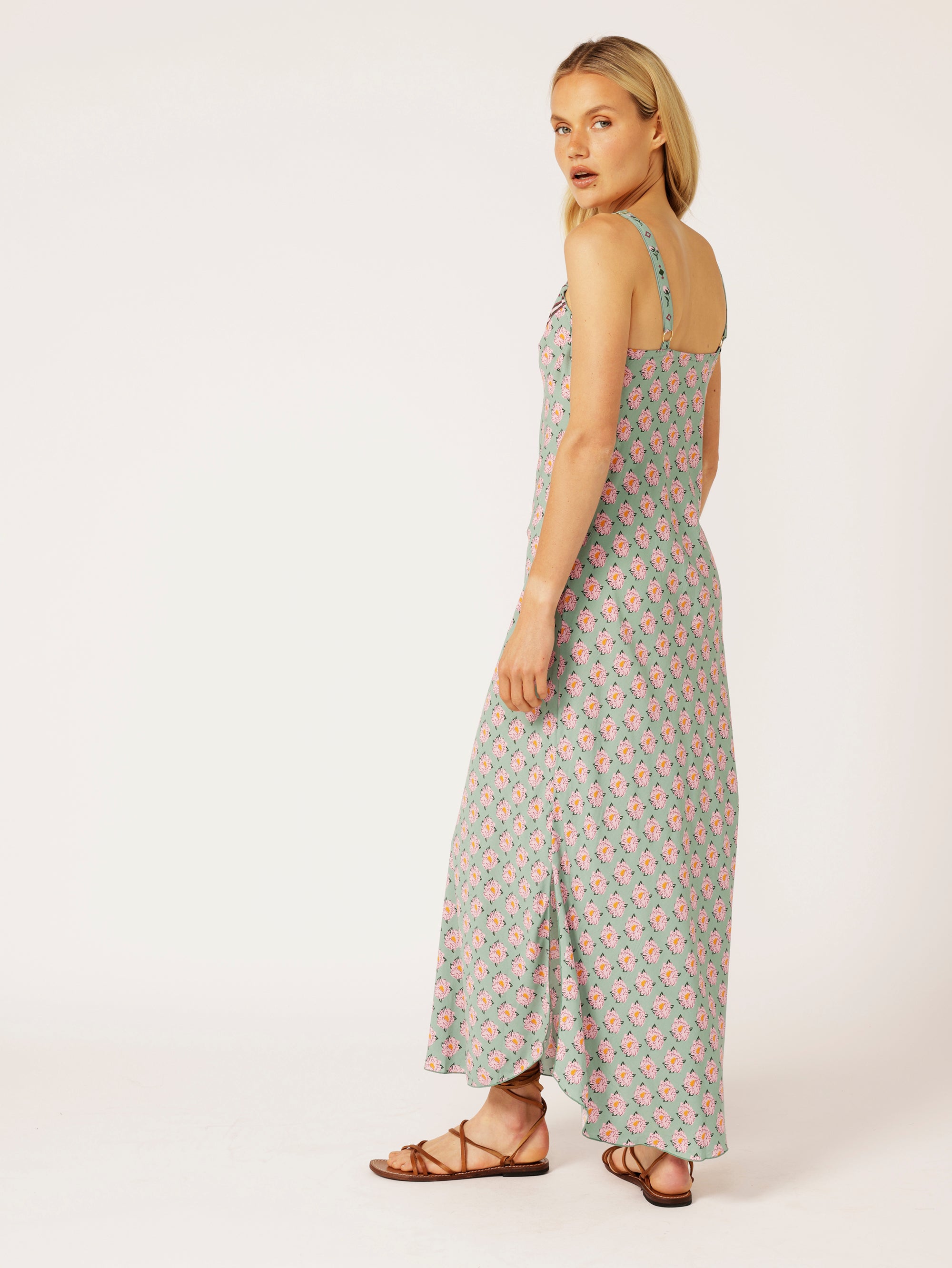 Slip Dress MAXI | Bias Cut | Sage Peony - Saffron Road